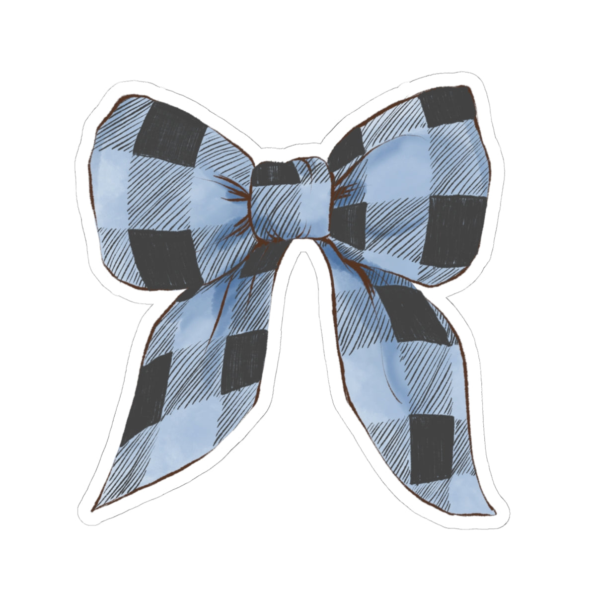 Bow Sticker | Blue Buffalo Plaid | Cozy Christmas Vinyl Decal | Festive Holiday Design
