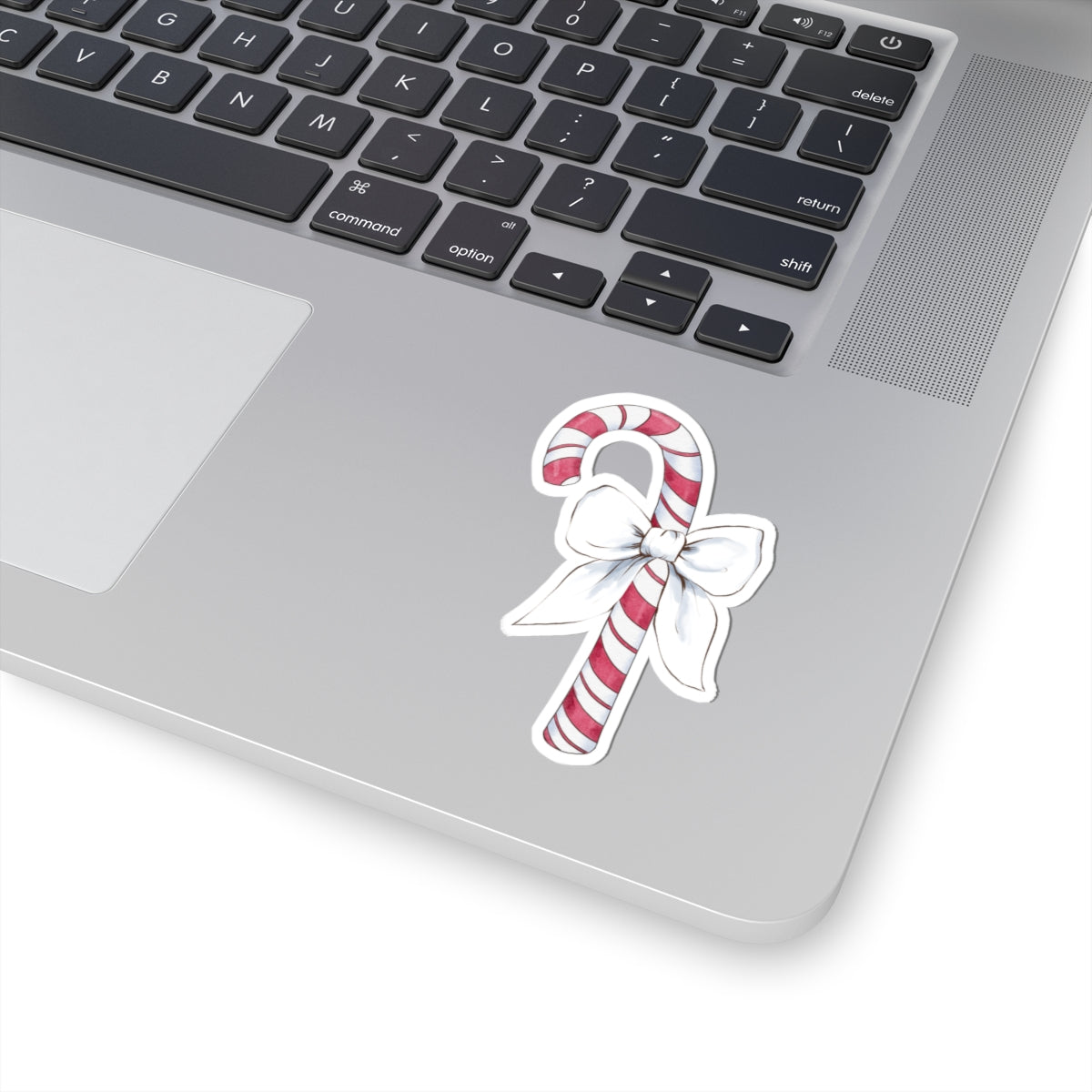Candy Cane Sticker | White Bow | Cozy Christmas Vinyl Decal | Festive Holiday Design