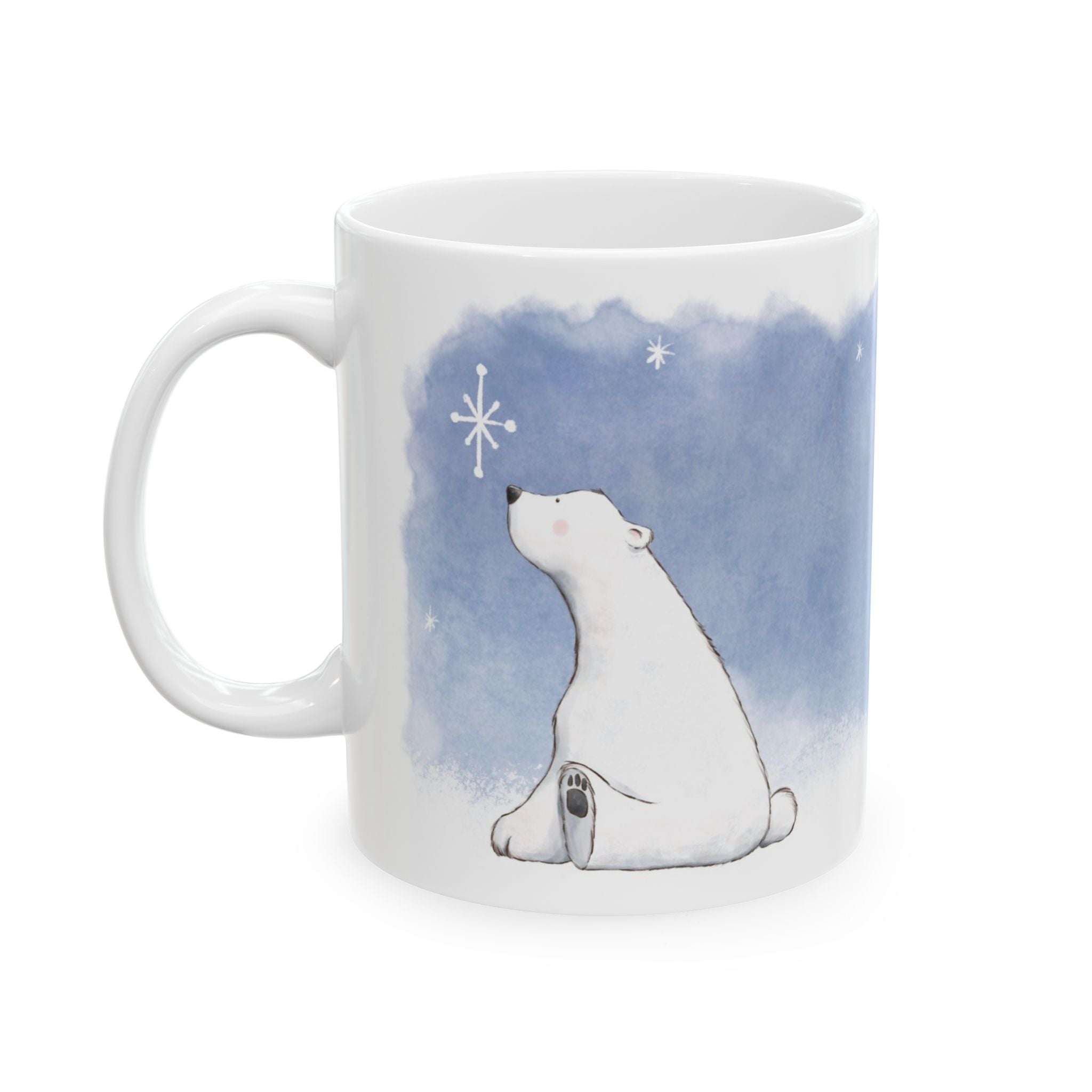 Polar Bear Snowy Night Mug | ‘Peace on Earth’ Winter Coffee Cup | Cozy Holiday Ceramic Mug
