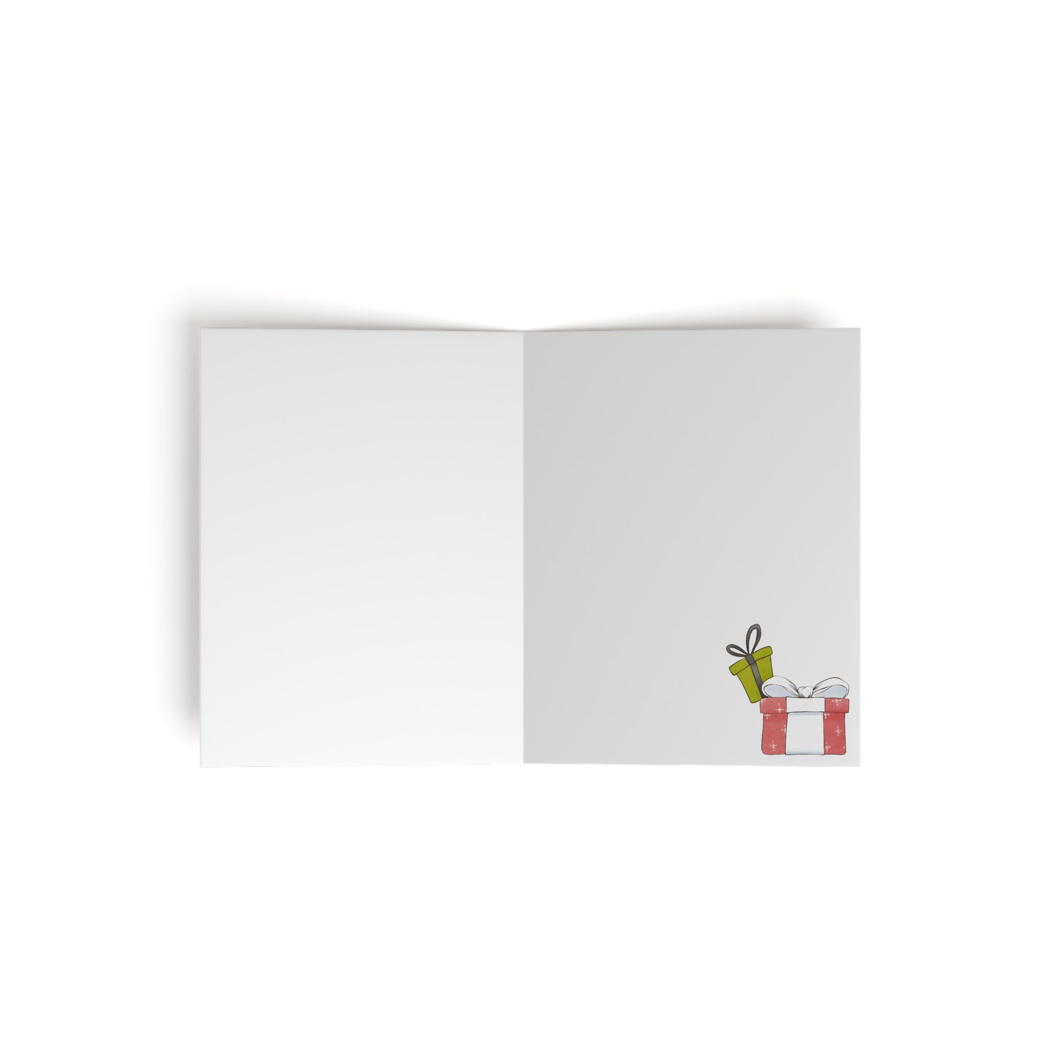 Santa Claus Holding Presents Greeting Card | ‘Ho! Ho! Ho!’ Christmas Card | Cozy Winter Holiday Design