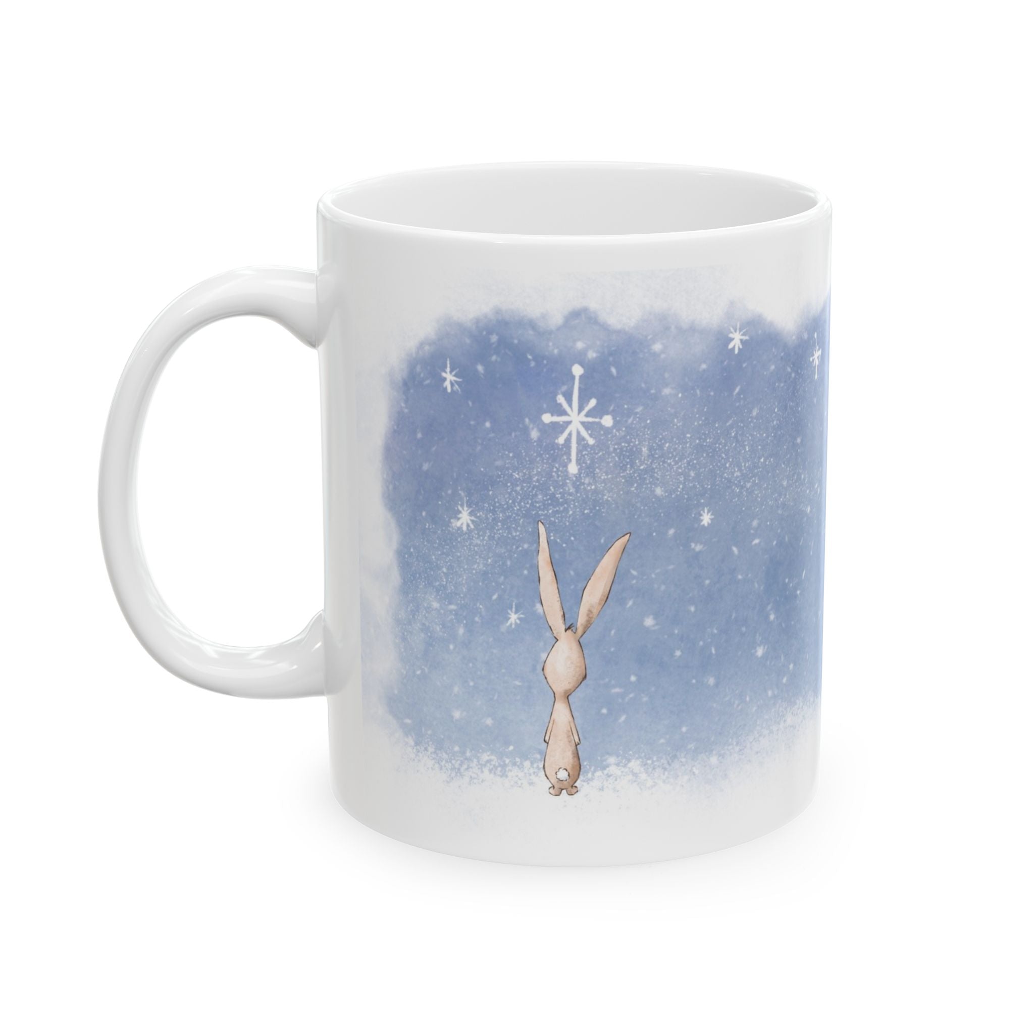 Bunny Silent Night Ceramic Mug | Cozy Winter Christmas Mug | Woodland Holiday Coffee Cup