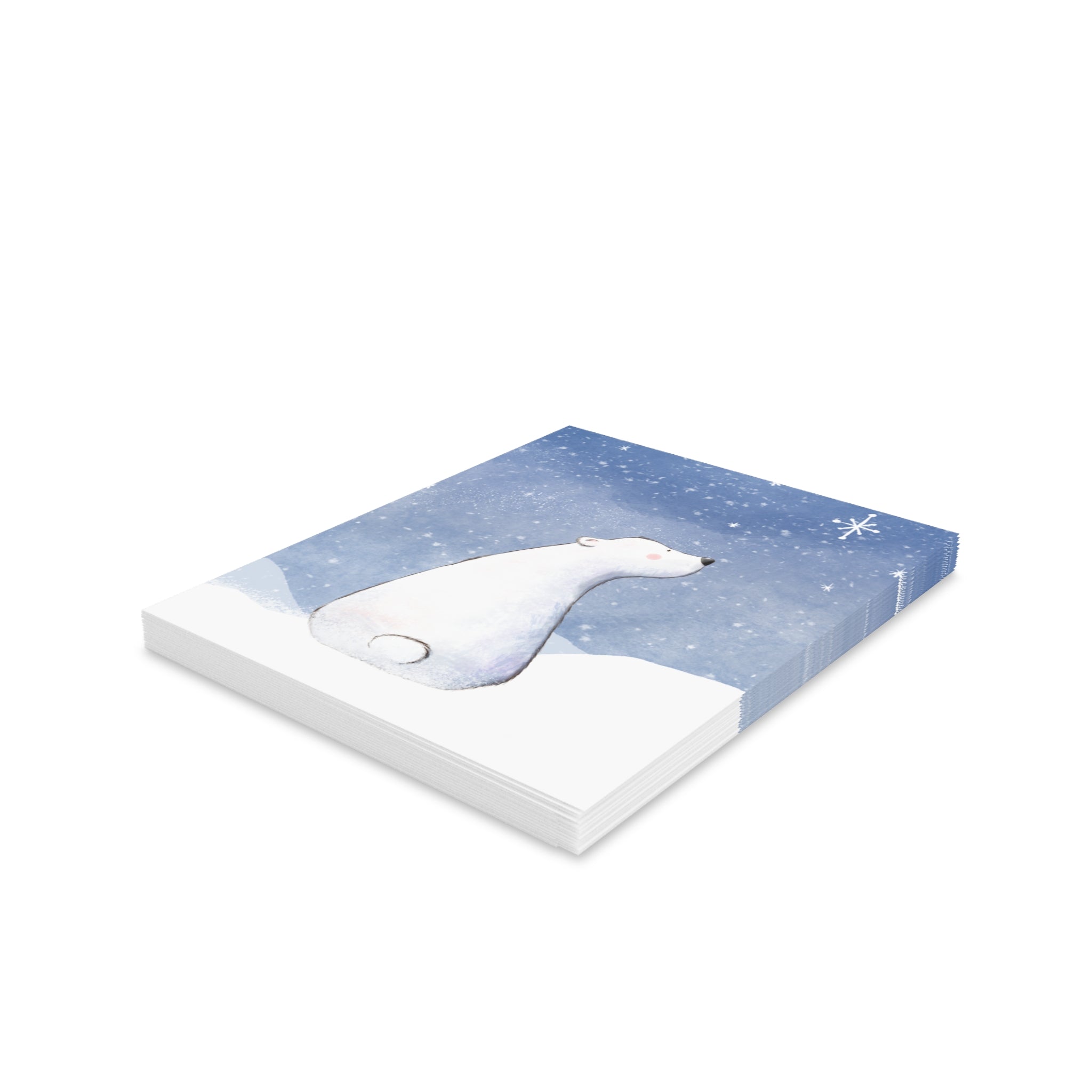 Polar Bear Greeting Card | Peace On Earth Christmas Card | Cozy Winter Night Holiday Card