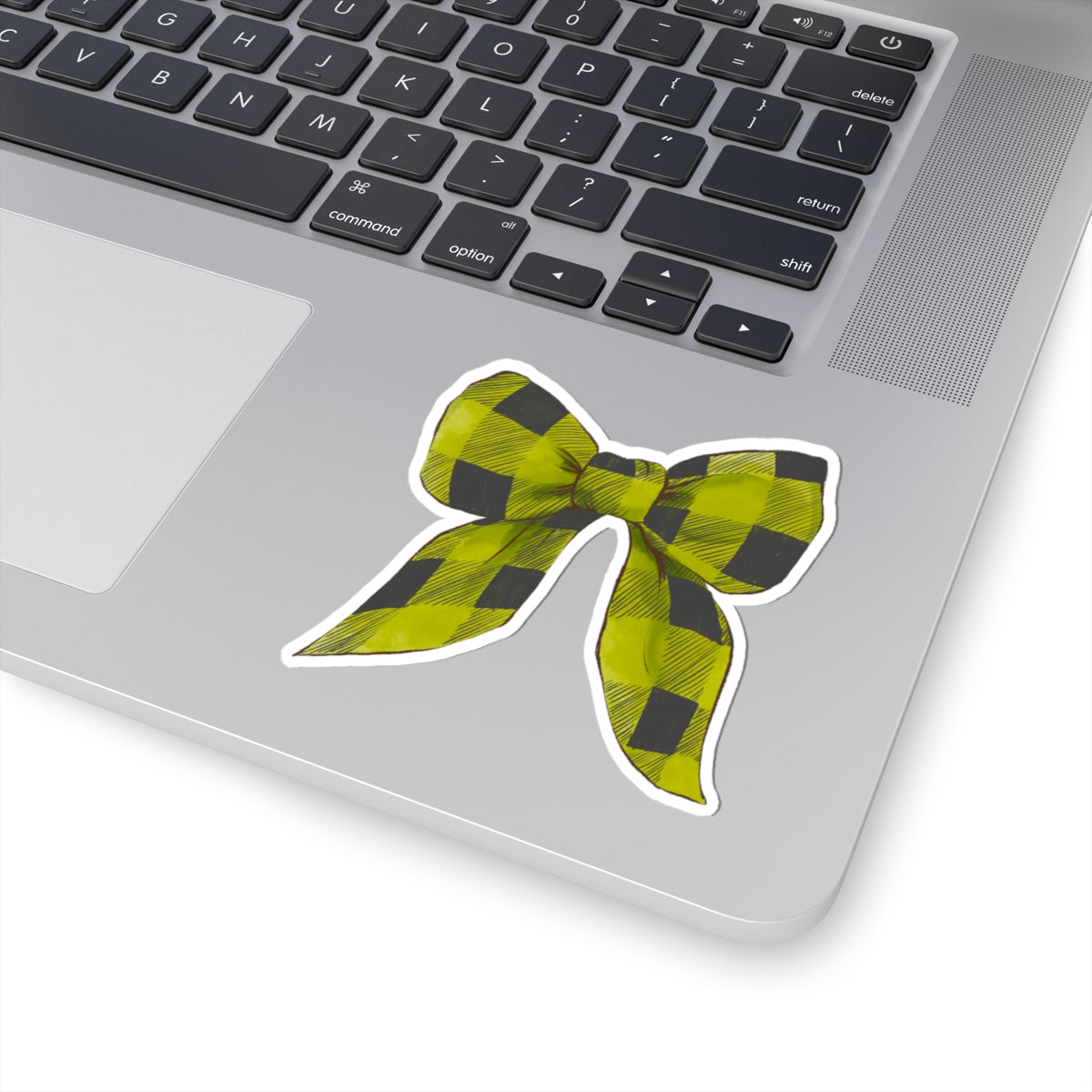 Bow Sticker | Green Buffalo Plaid | Cozy Christmas Vinyl Decal | Festive Holiday Design