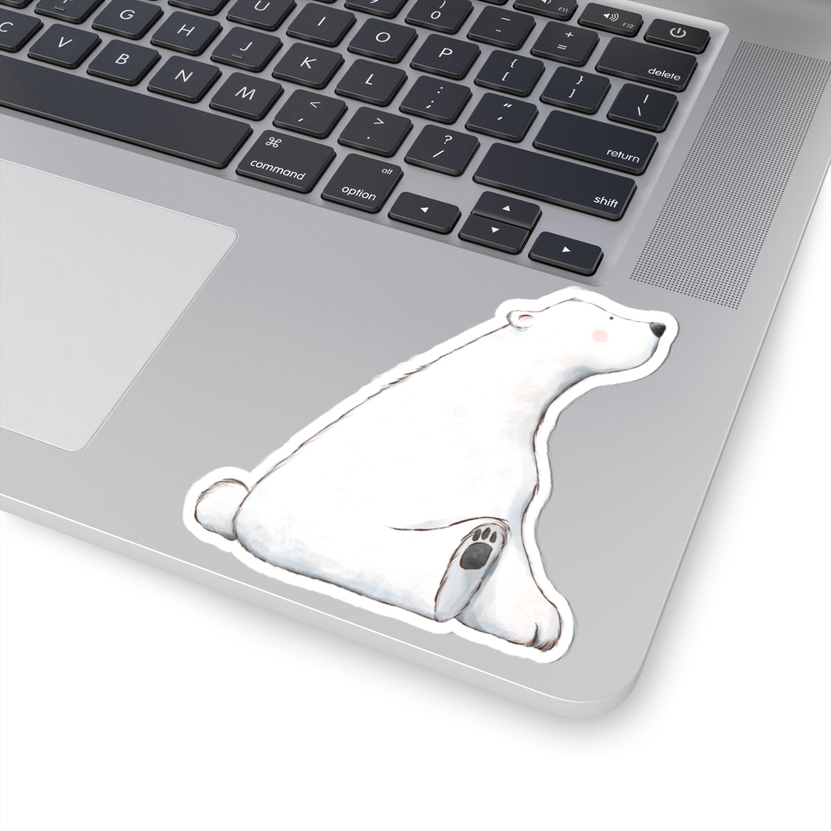 Polar Bear Sticker | Side View Sitting Looking Up | Cozy Winter Vinyl Decal | Festive Holiday Design