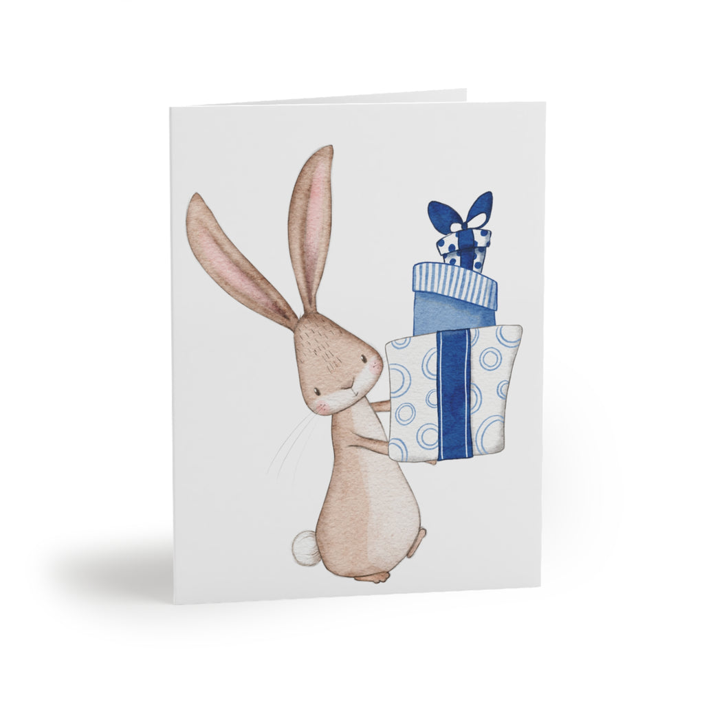 Bunny Holding Presents Greeting Card | Cozy Christmas Card | Woodland Winter Holiday Design