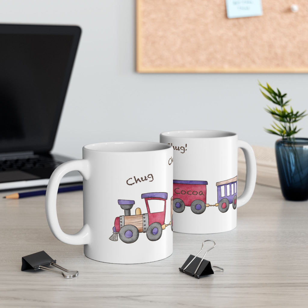 Christmas Train Mug | ‘Chug, Chug, Chug!’ Holiday Coffee Cup | Festive Ceramic Winter Mug