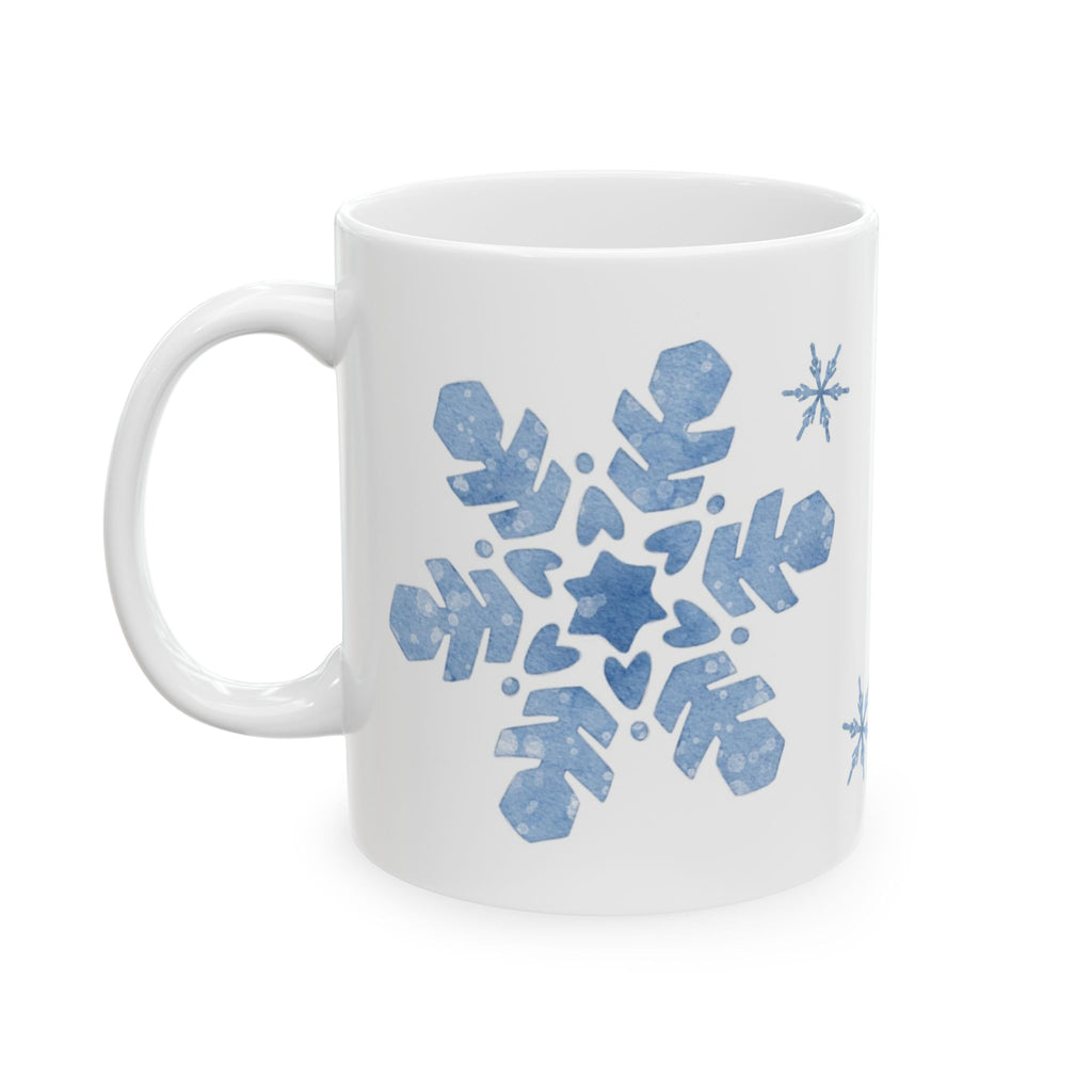 Snowflake Pattern Mug | Cozy Winter Coffee Cup | Minimalist Holiday Ceramic Mug