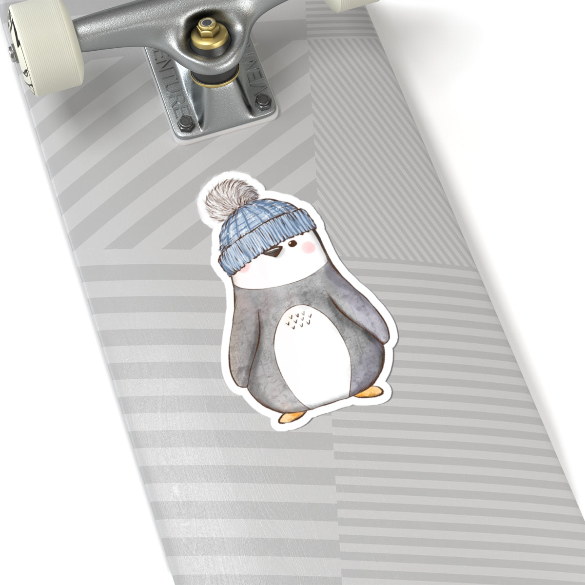 Penguin Sticker | Blue Stocking Cap | Cozy Christmas Vinyl Decal | Festive Holiday Penguin Design