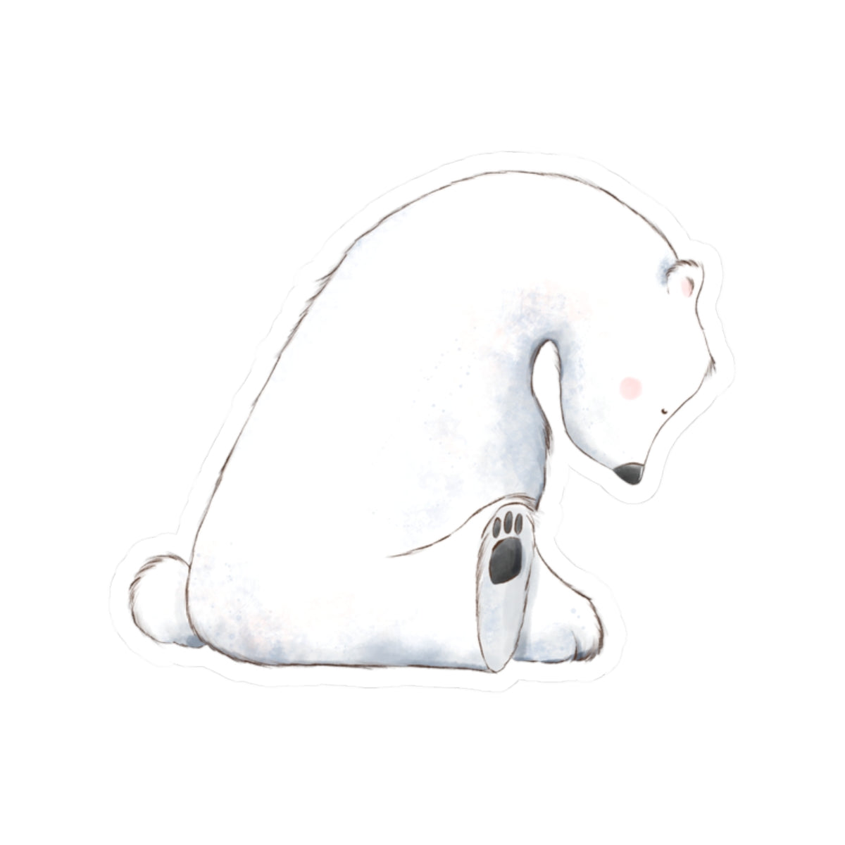 Polar Bear Sticker | Side View Sitting Looking Down | Cozy Winter Vinyl Decal | Festive Holiday Design