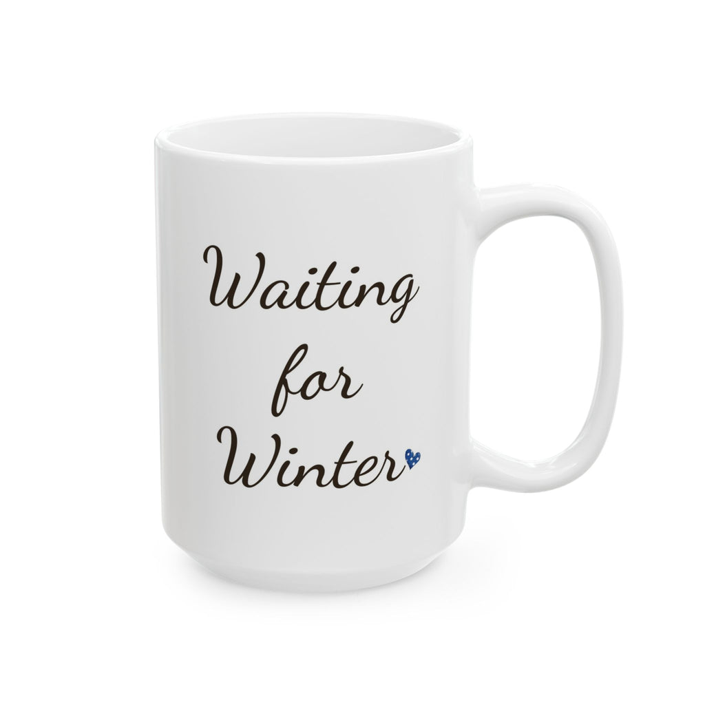 Waiting for Winter Mug | Blue Heart Winter Coffee Cup | Cozy Seasonal Ceramic Mug