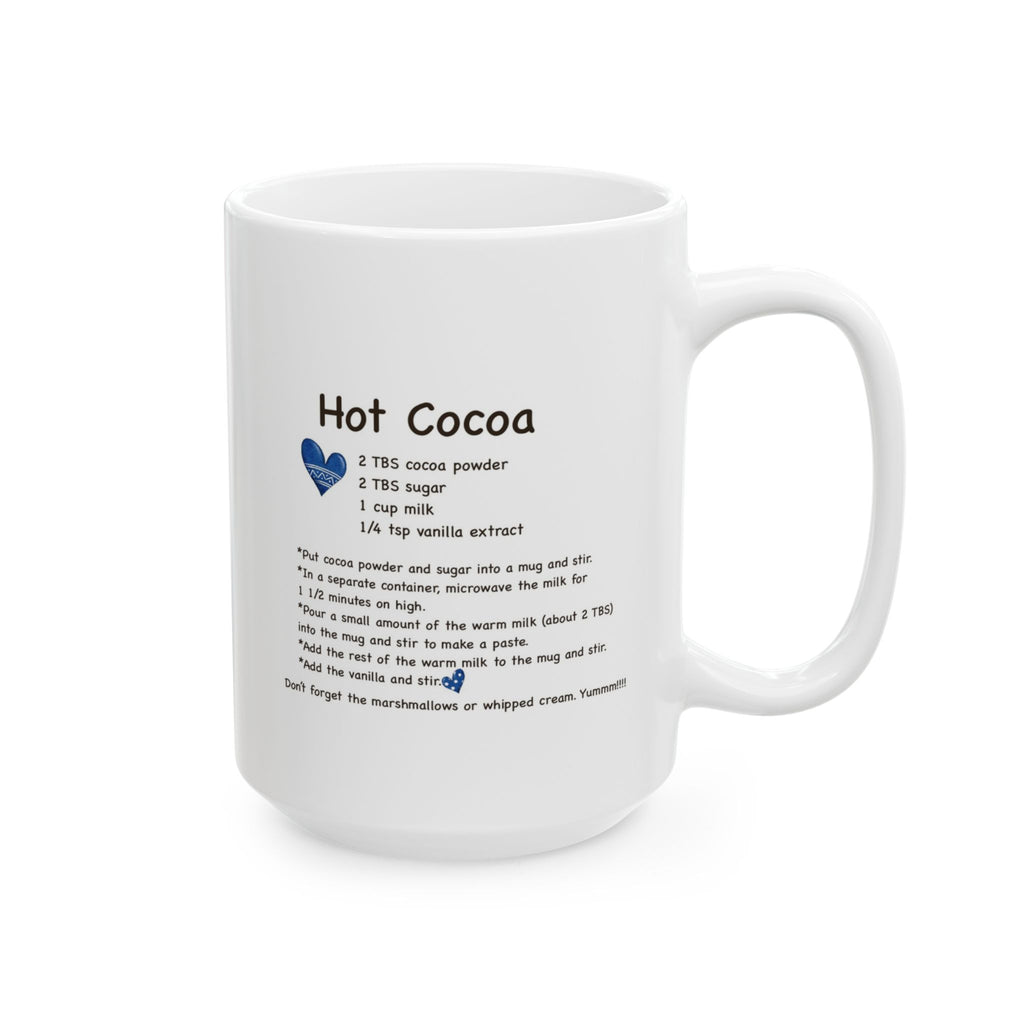 Bunny Holding Blue Snowflake Hot Cocoa Recipe Mug | Cozy Christmas Ceramic Cup | Festive Winter Drinkware