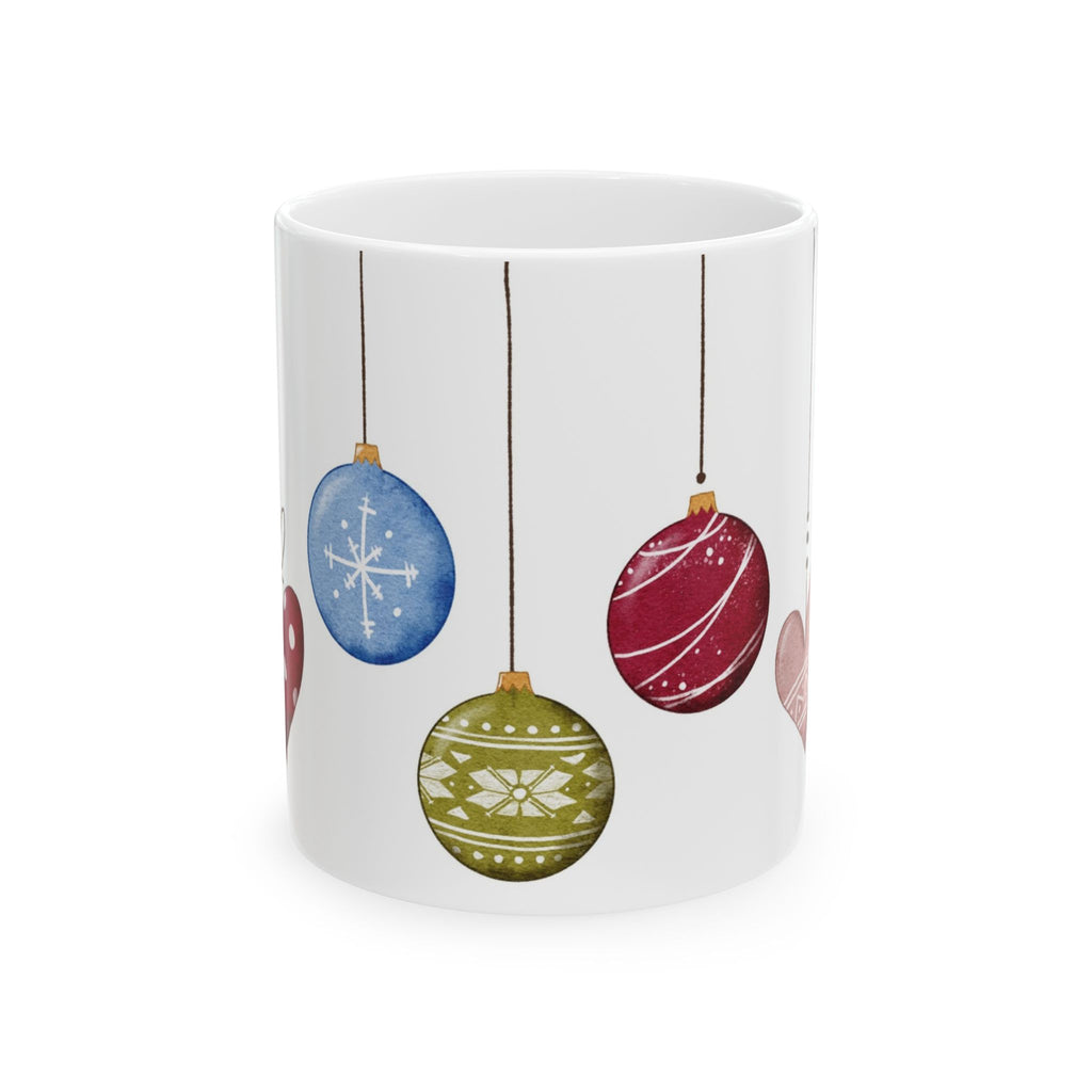 Christmas Ornaments Mug | Festive Holiday Coffee Cup | Cozy Ceramic Winter Mug