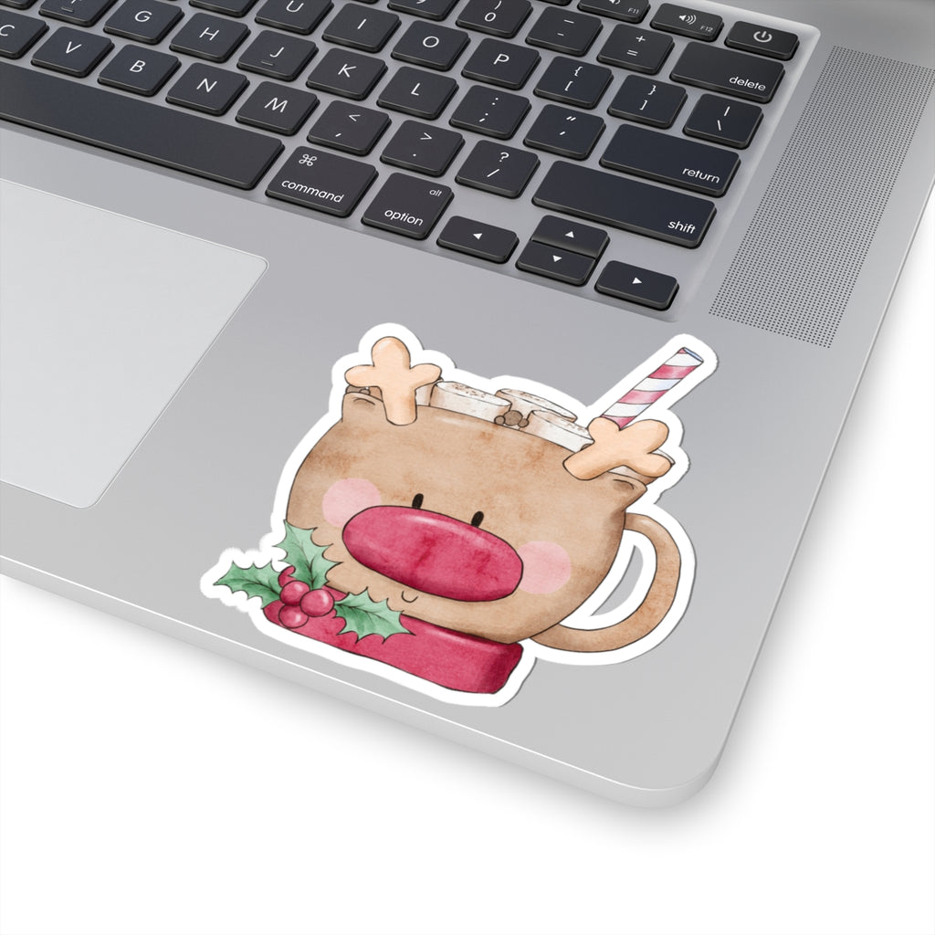 Reindeer Mug Sticker | Cozy Christmas Vinyl Sticker | Festive Holiday Cup Design Decal