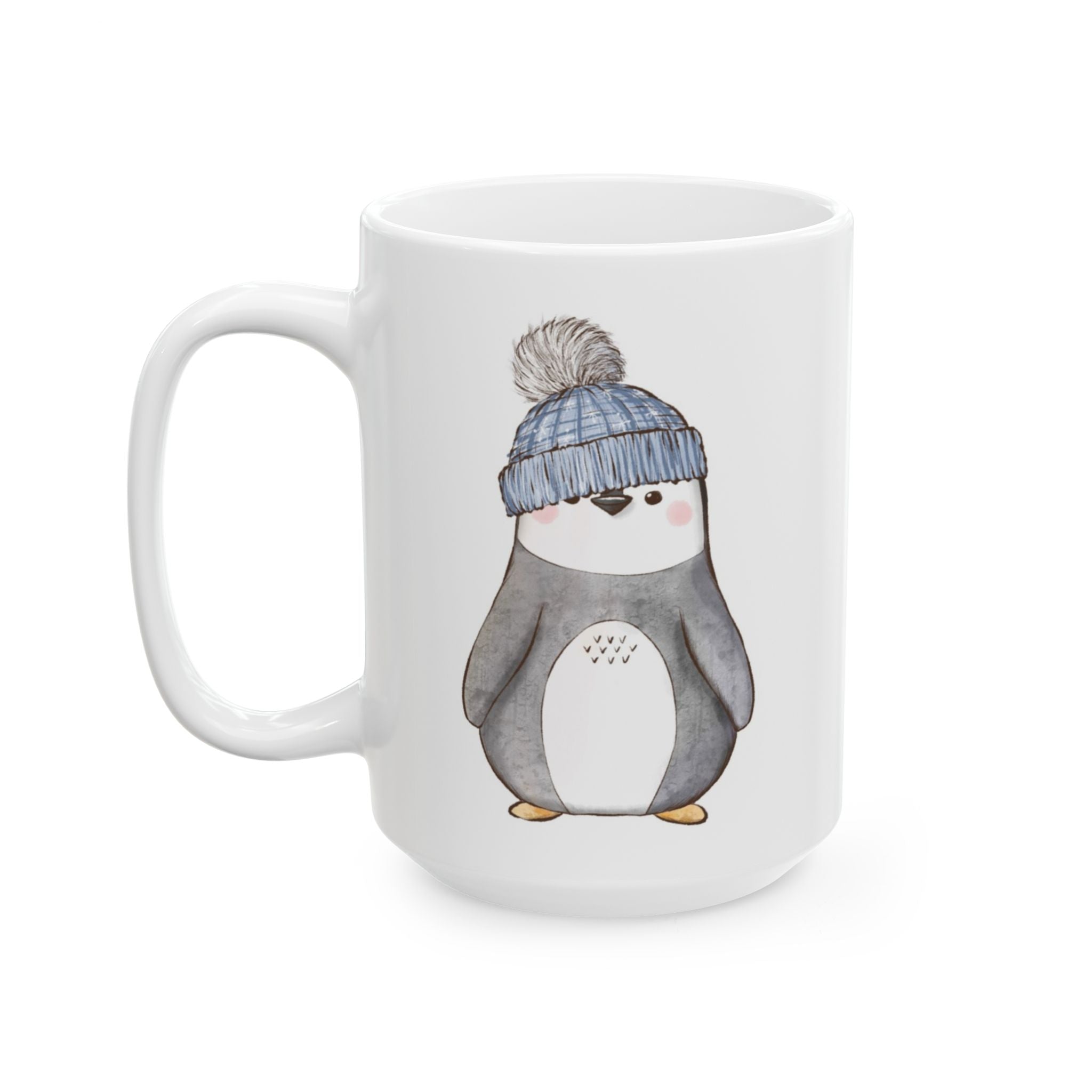 Penguin Mug with Stocking Cap | Cozy Christmas Coffee Cup with Hot Cocoa Recipe | Holiday Ceramic Mug