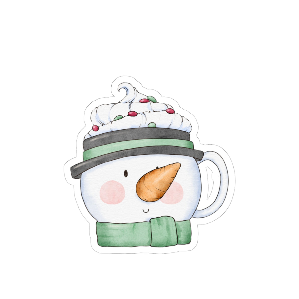Snowman Mug Sticker | Cozy Winter Vinyl Sticker | Festive Holiday Cup Design Decal