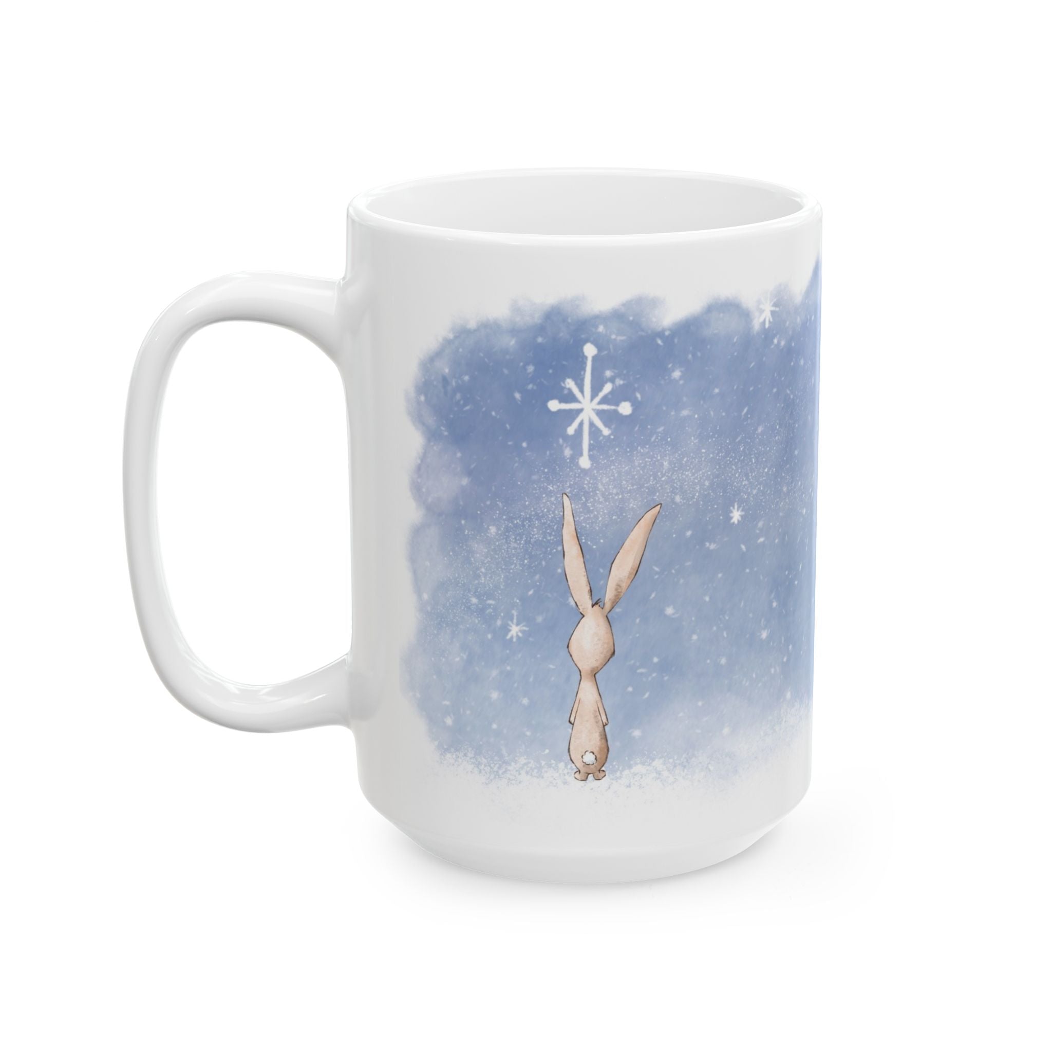 Bunny Silent Night Ceramic Mug | Cozy Winter Christmas Mug | Woodland Holiday Coffee Cup