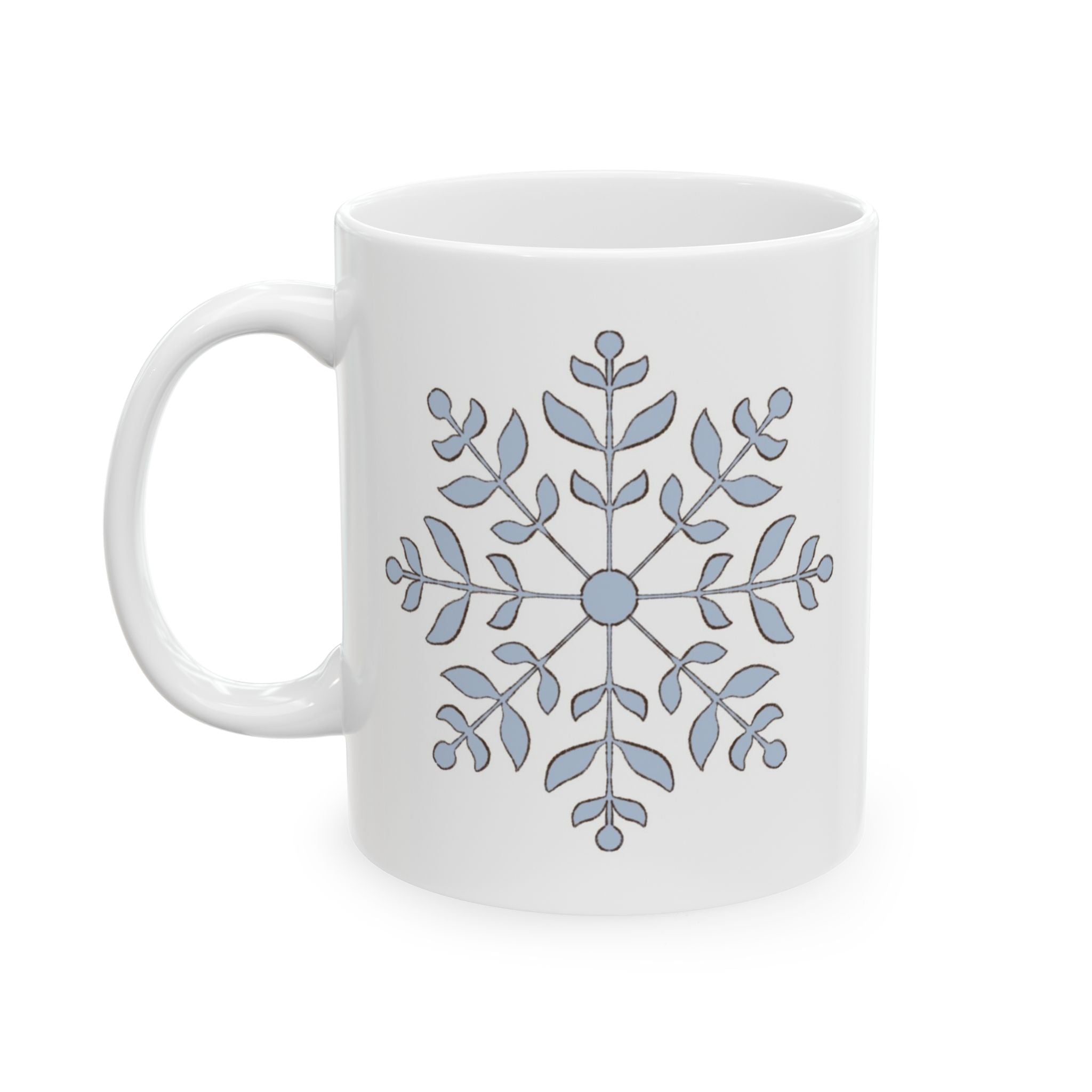 Let It Snow Mug | Snowflake Winter Coffee Cup | Cozy Holiday Ceramic Mug