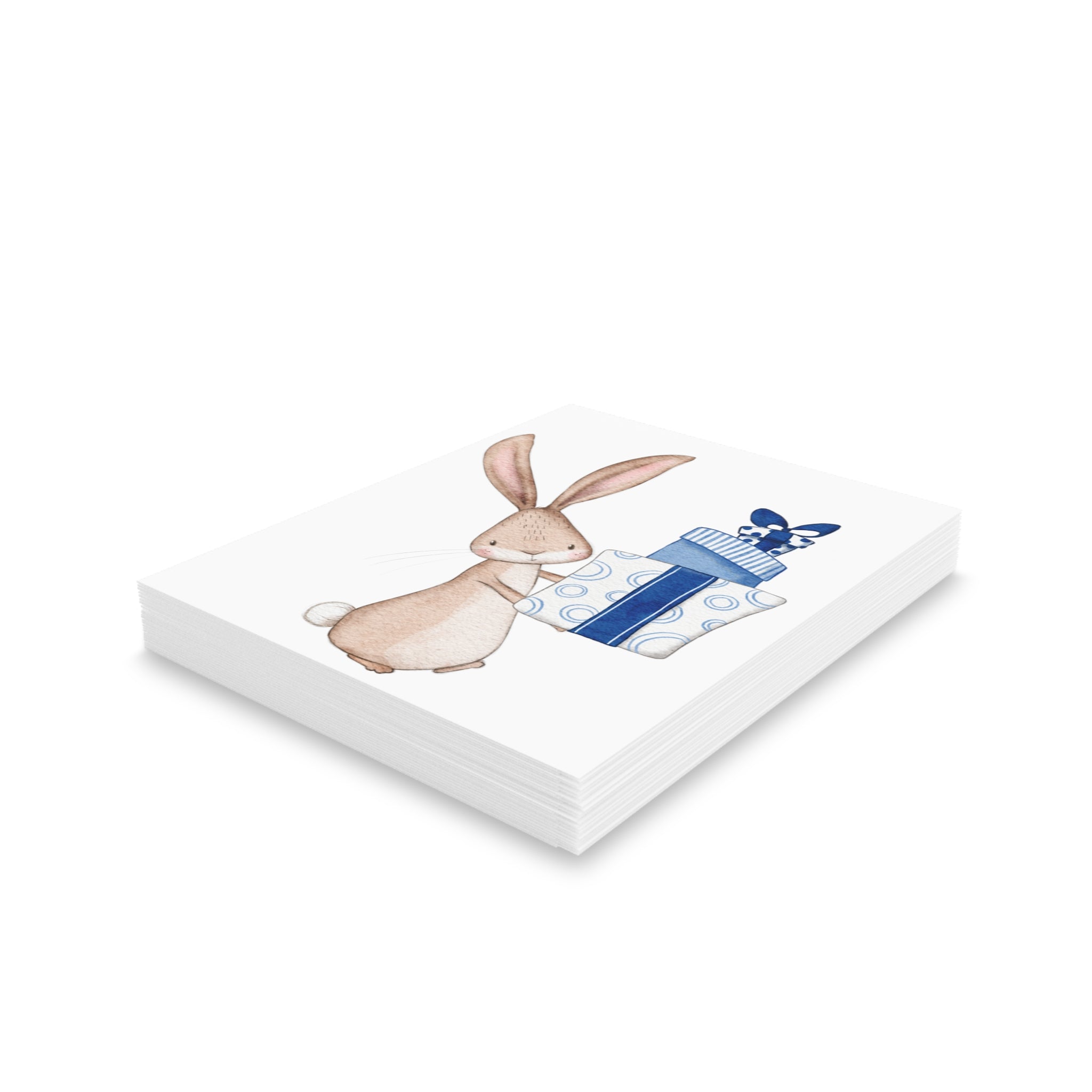 Bunny Holding Presents Greeting Card | Cozy Christmas Card | Woodland Winter Holiday Design