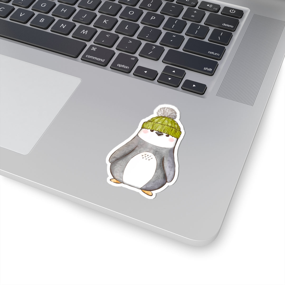 Penguin Sticker | Green Stocking Cap | Cozy Christmas Vinyl Decal | Festive Holiday Penguin Design