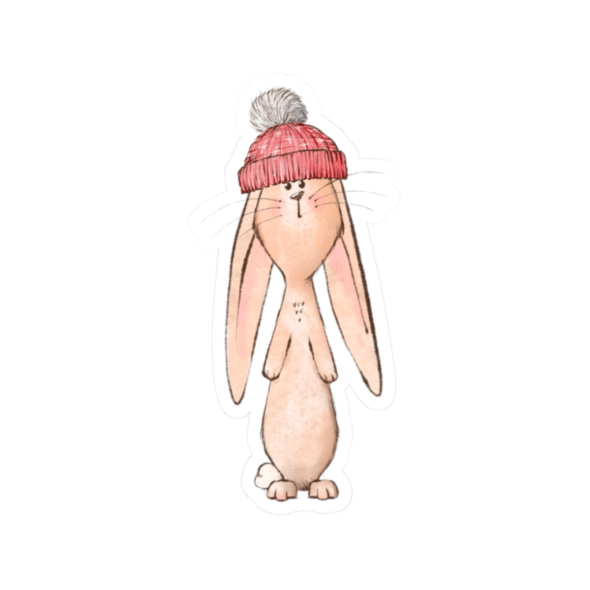 Bunny Sticker | Red Stocking Cap | Cozy Christmas Vinyl Decal | Festive Holiday Bunny Design