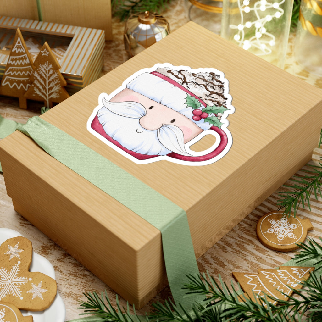 Santa Claus Mug Sticker | Cozy Christmas Vinyl Sticker | Festive Holiday Cup Design Decal