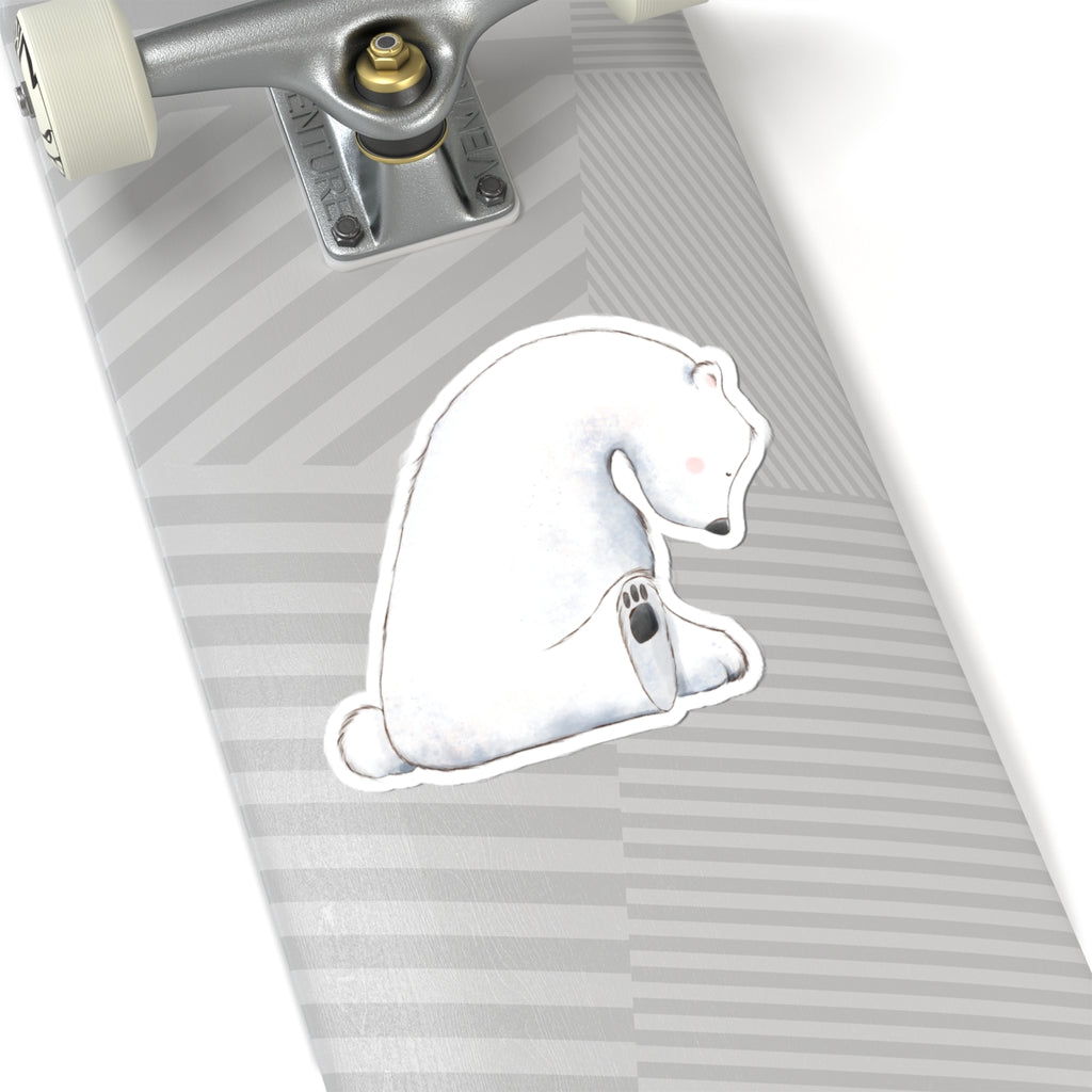 Polar Bear Sticker | Side View Sitting Looking Down | Cozy Winter Vinyl Decal | Festive Holiday Design