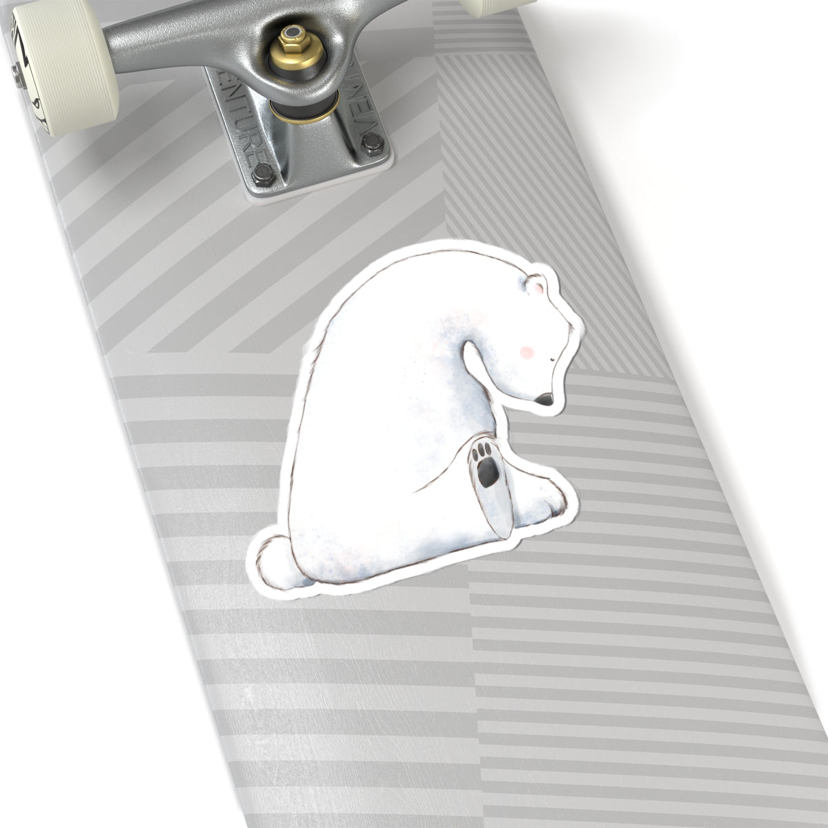 Polar Bear Sticker | Side View Sitting Looking Down | Cozy Winter Vinyl Decal | Festive Holiday Design
