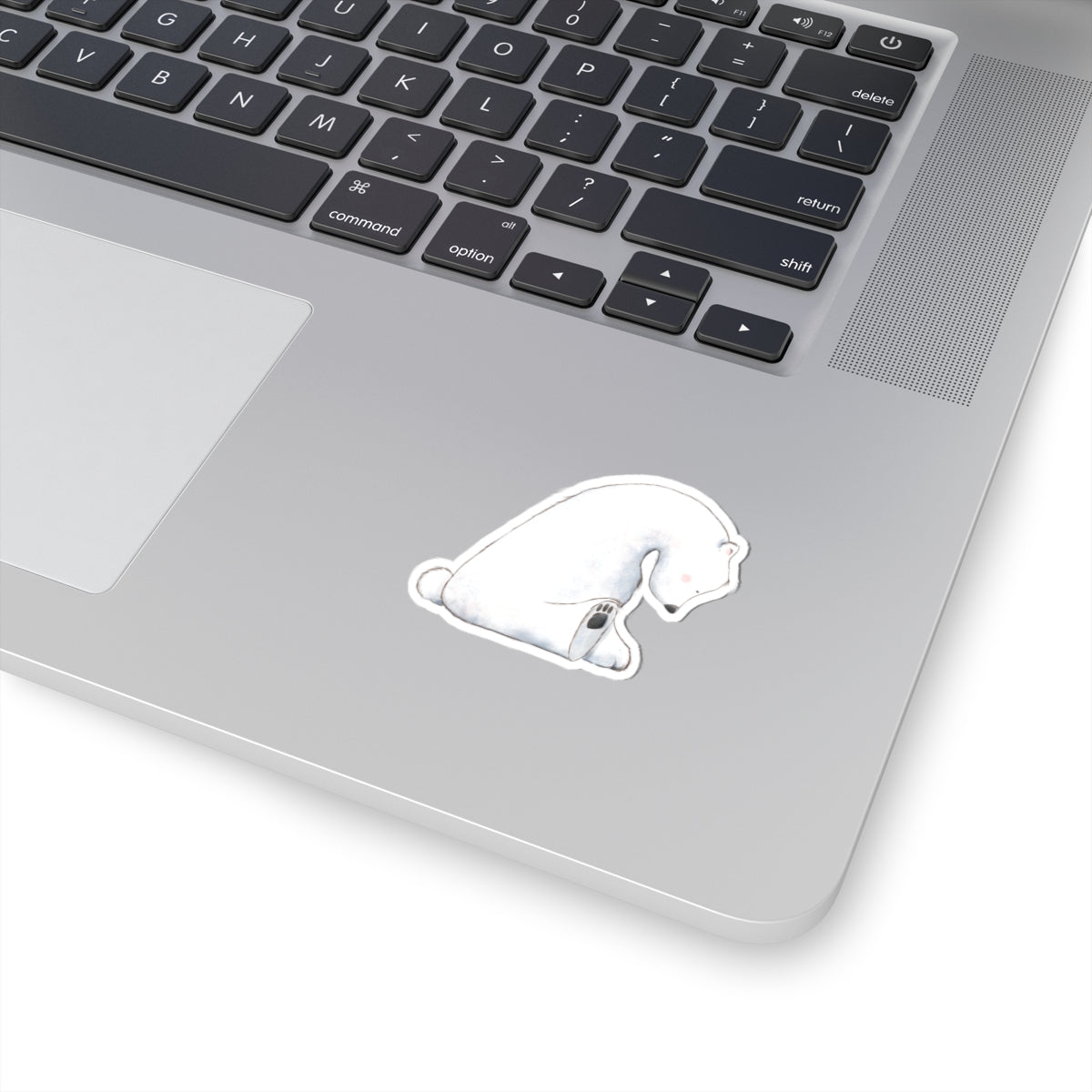 Polar Bear Sticker | Side View Sitting Looking Down | Cozy Winter Vinyl Decal | Festive Holiday Design