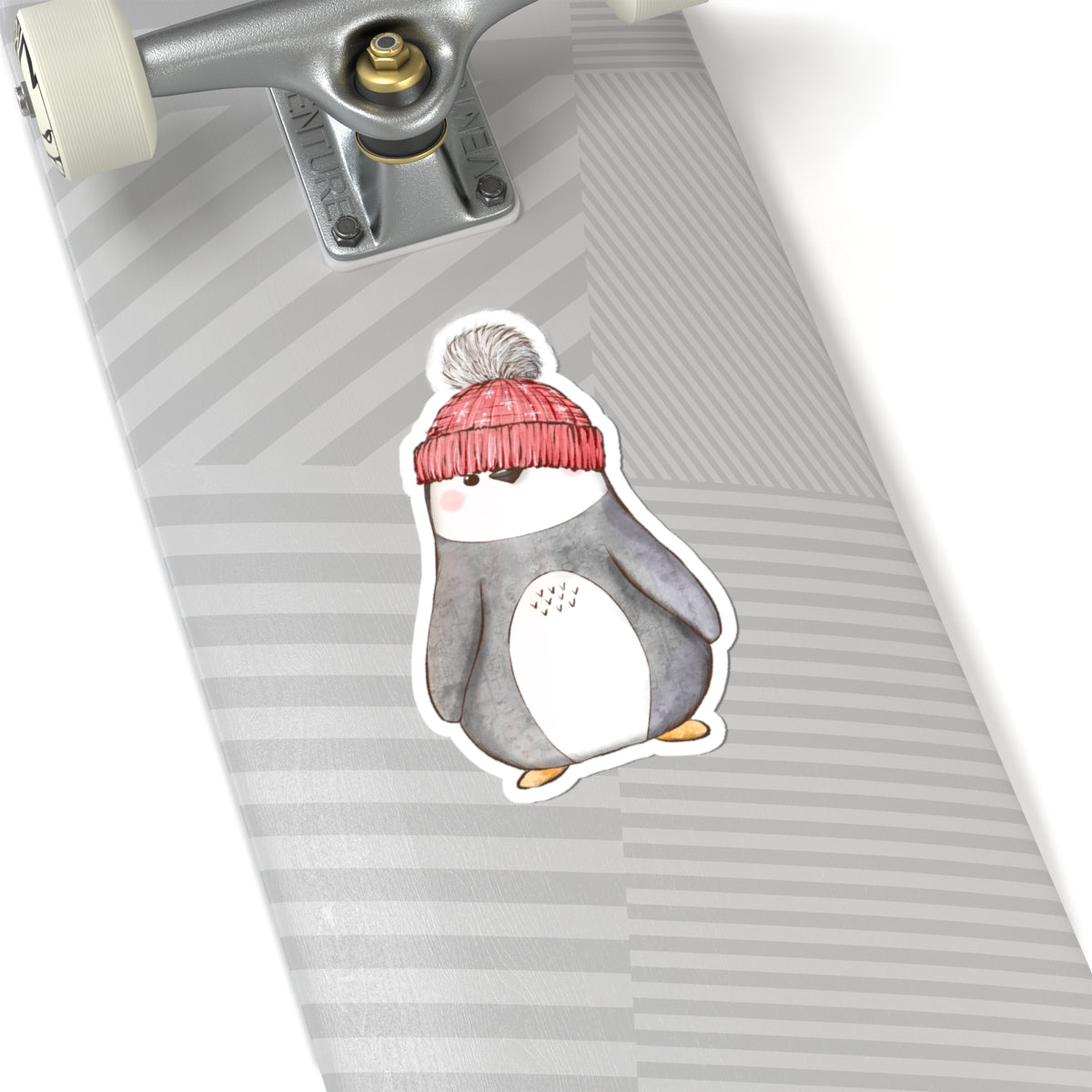 Penguin Sticker | Red Stocking Cap | Cozy Christmas Vinyl Decal | Festive Holiday Penguin Design