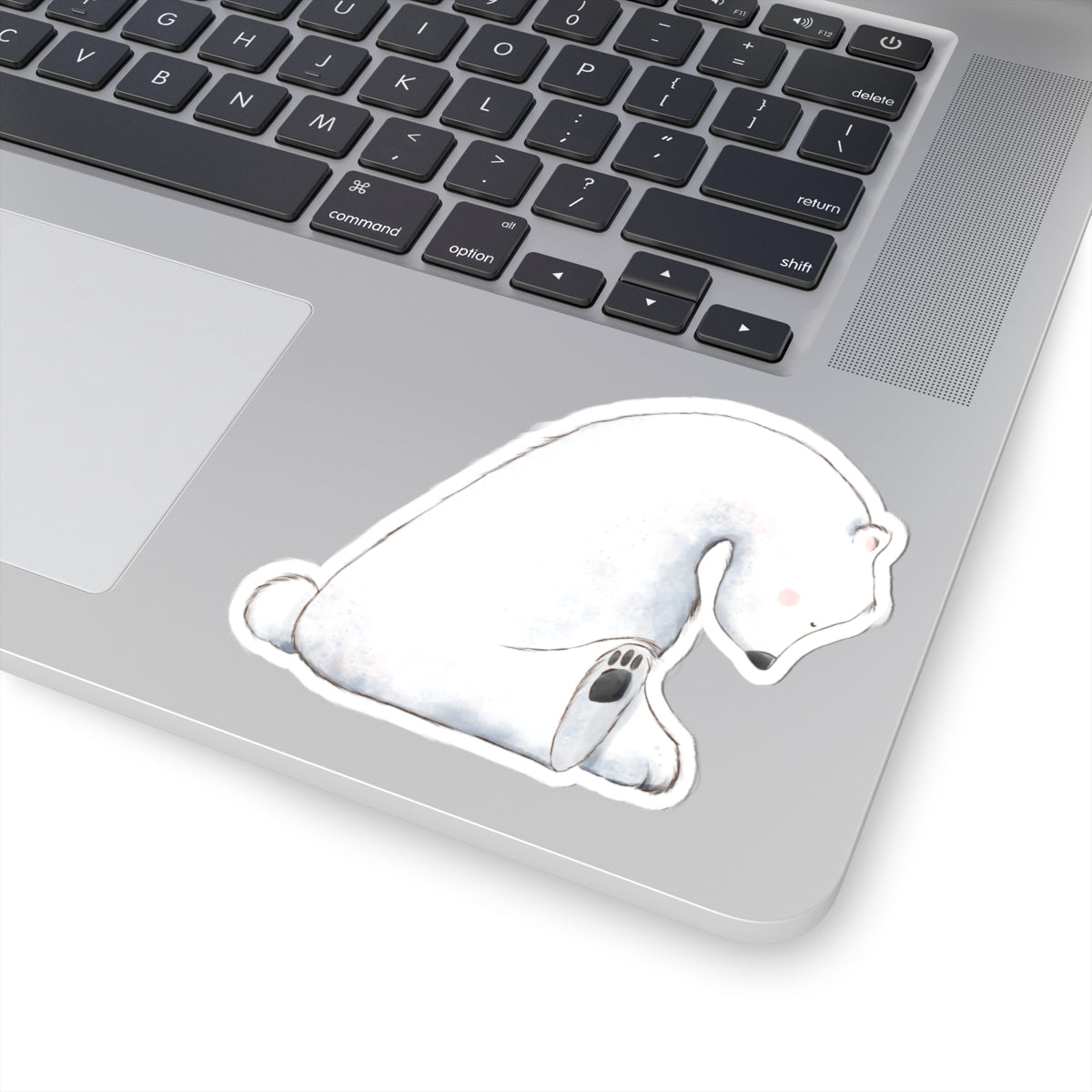 Polar Bear Sticker | Side View Sitting Looking Down | Cozy Winter Vinyl Decal | Festive Holiday Design