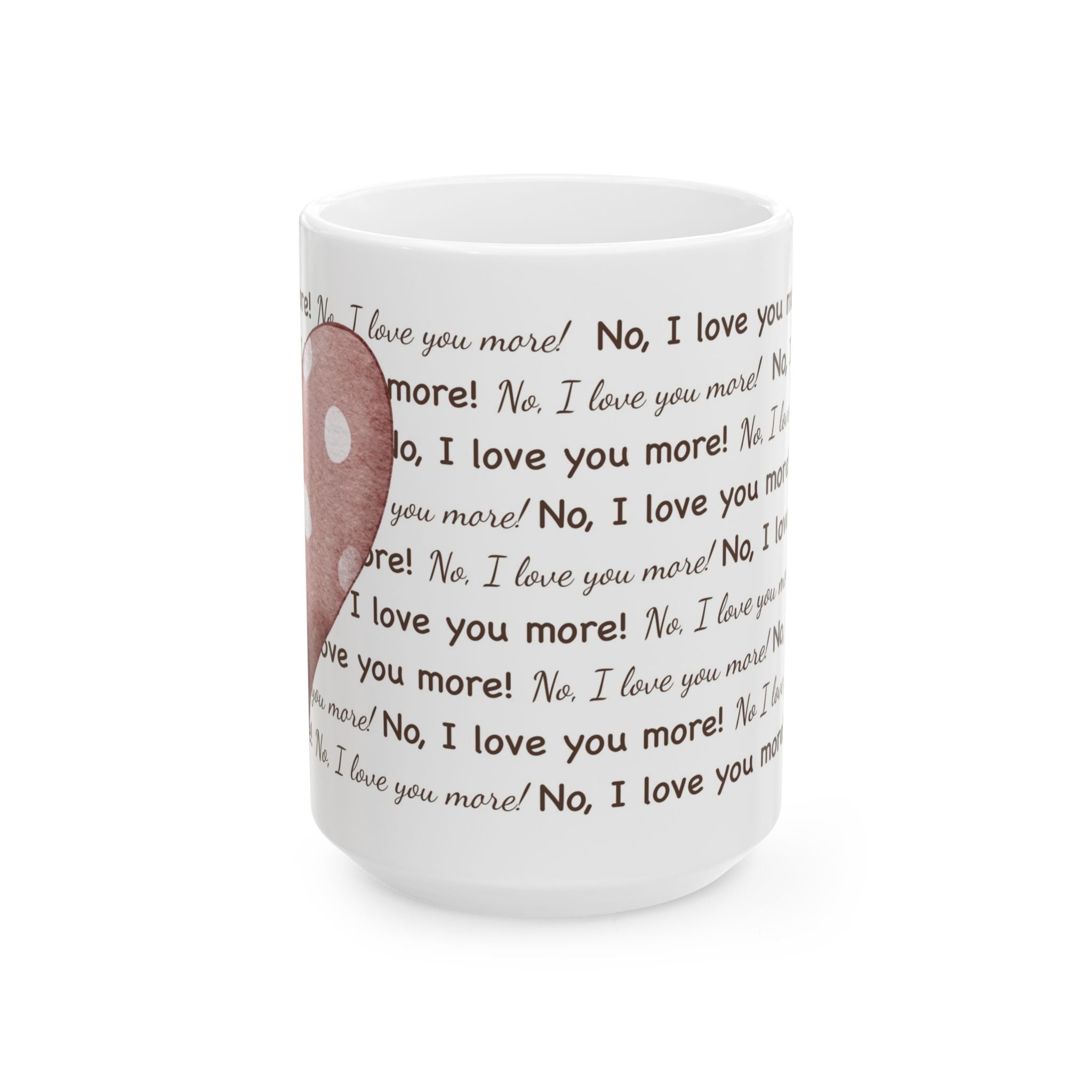 I Love You More Pink Heart Mug | Cozy Ceramic Coffee Cup | Romantic Gift for Christmas or Everyday