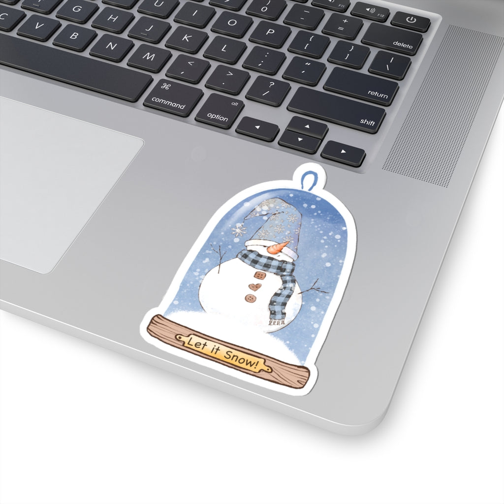 Snowman Snow Globe Sticker | ‘Let It Snow!’ Cozy Christmas Vinyl Decal | Festive Holiday Design