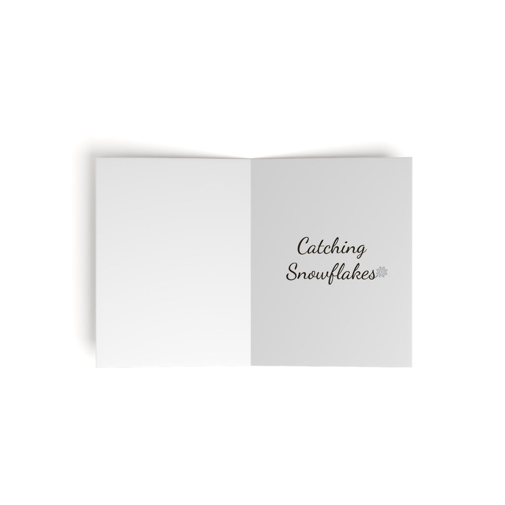 Squirrel Catching Snowflakes Greeting Card | Cozy Winter Holiday Card | Cute Woodland Christmas Card (8, 16, or 24 pcs)