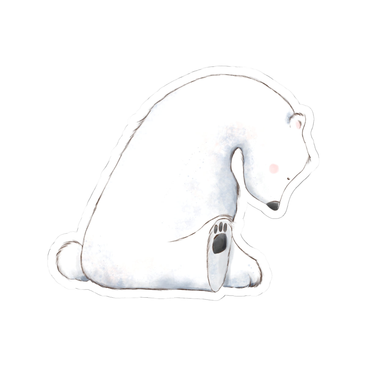Polar Bear Sticker | Side View Sitting Looking Down | Cozy Winter Vinyl Decal | Festive Holiday Design