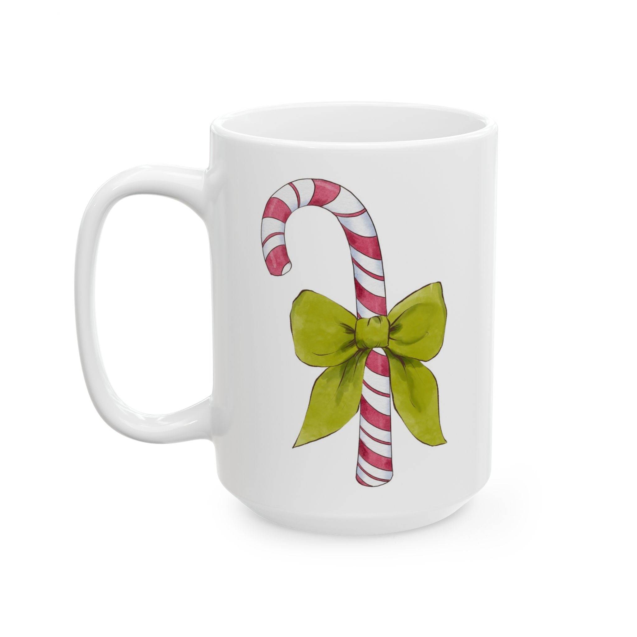 Candy Cane Mug | Festive Christmas Coffee Cup with Hot Cocoa Recipe | Cozy Holiday Ceramic Mug