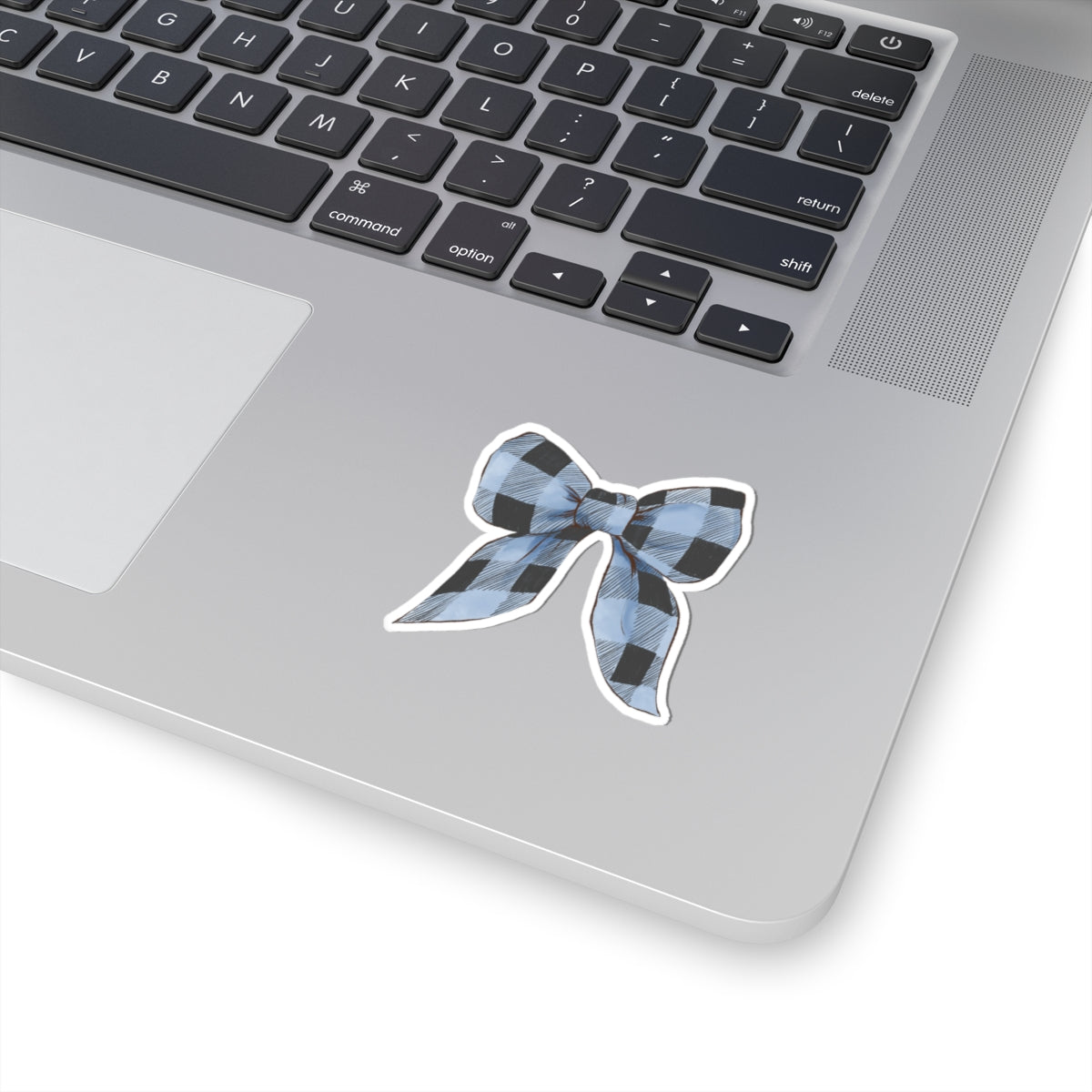 Bow Sticker | Blue Buffalo Plaid | Cozy Christmas Vinyl Decal | Festive Holiday Design