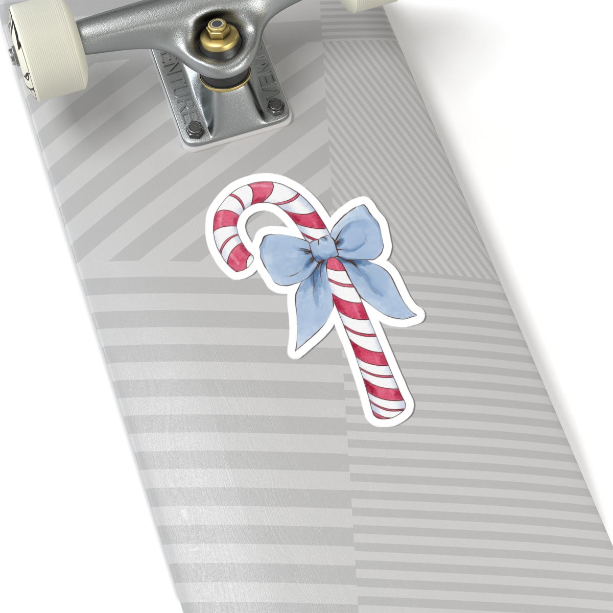 Candy Cane Sticker | Blue Bow | Cozy Christmas Vinyl Decal | Festive Holiday Design