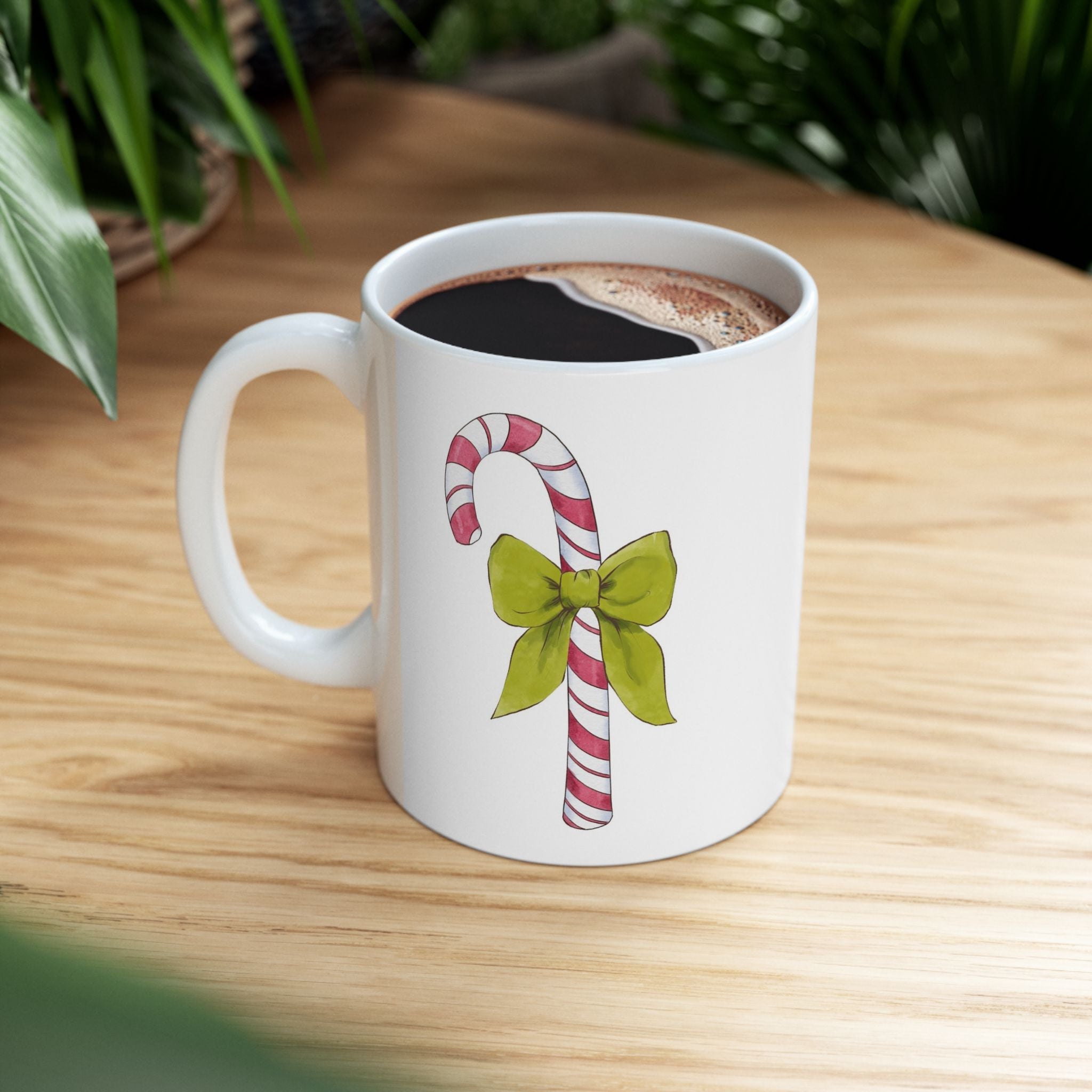 Candy Cane Mug | Festive Christmas Coffee Cup with Hot Cocoa Recipe | Cozy Holiday Ceramic Mug