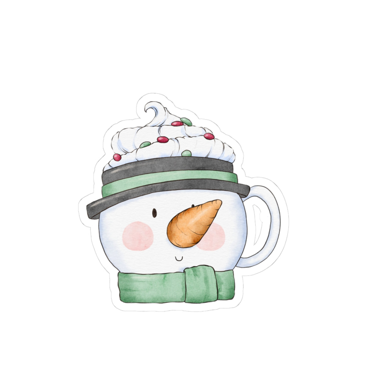 Snowman Mug Sticker | Cozy Winter Vinyl Sticker | Festive Holiday Cup Design Decal