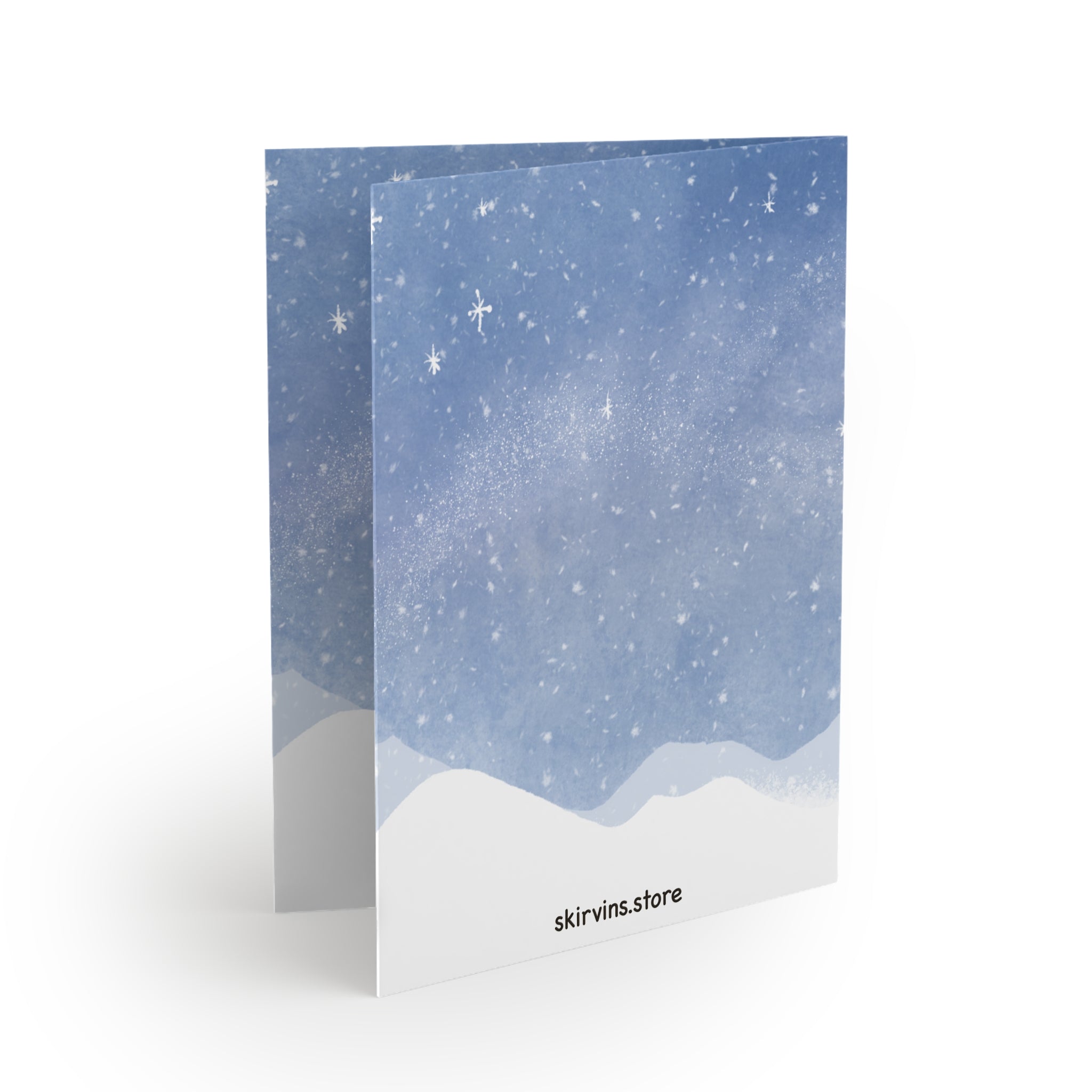 Polar Bear Greeting Card | Peace On Earth Christmas Card | Cozy Winter Night Holiday Card