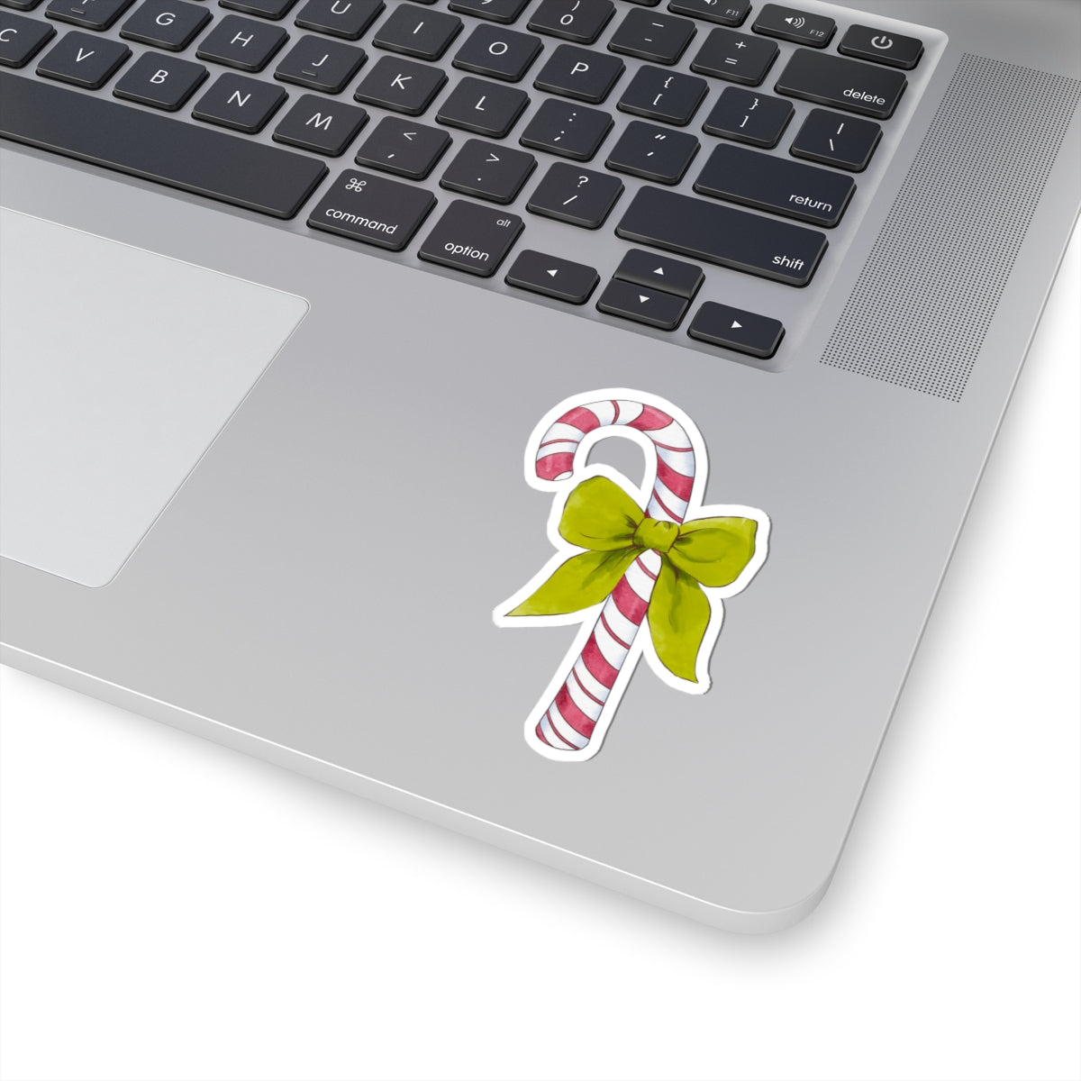 Candy Cane Sticker | Green Bow | Cozy Christmas Vinyl Decal | Festive Holiday Design