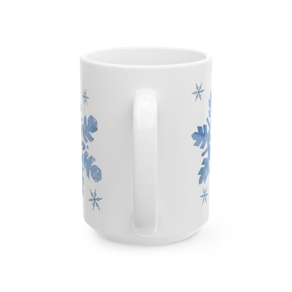 Snowflake Pattern Mug | Cozy Winter Coffee Cup | Minimalist Holiday Ceramic Mug