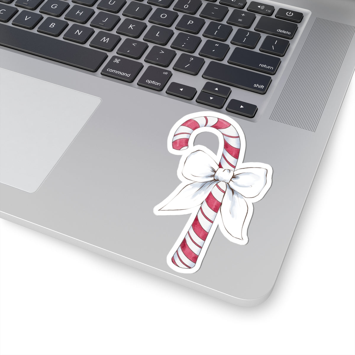 Candy Cane Sticker | White Bow | Cozy Christmas Vinyl Decal | Festive Holiday Design