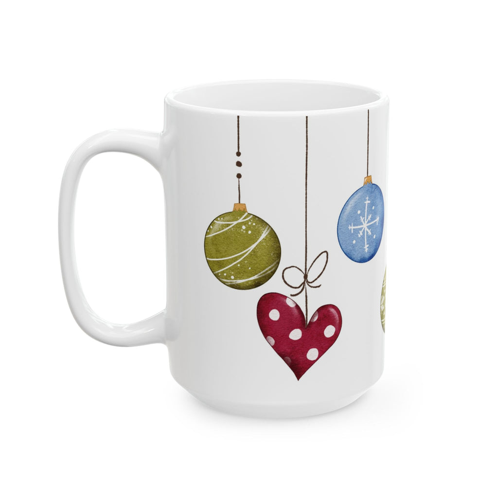 Christmas Ornaments Mug | Festive Holiday Coffee Cup | Cozy Ceramic Winter Mug