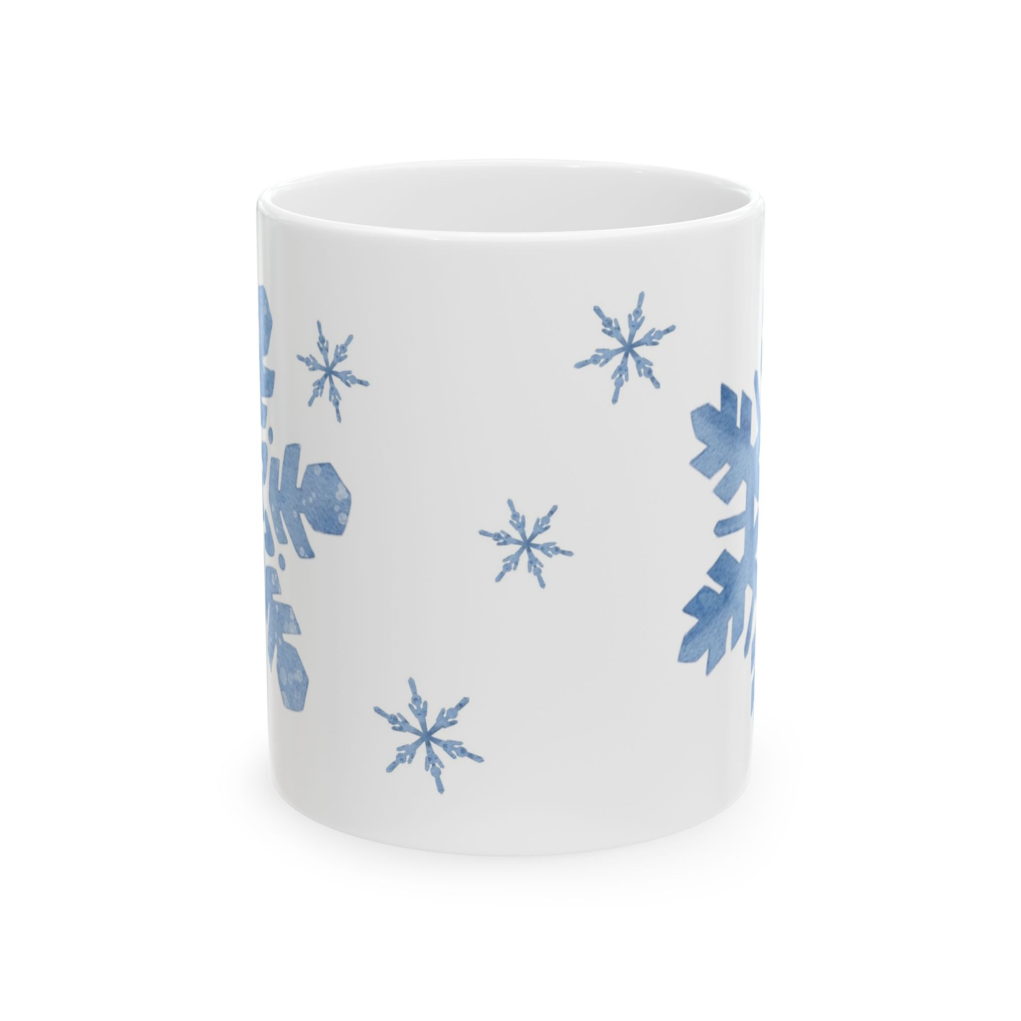 Snowflake Pattern Mug | Cozy Winter Coffee Cup | Minimalist Holiday Ceramic Mug