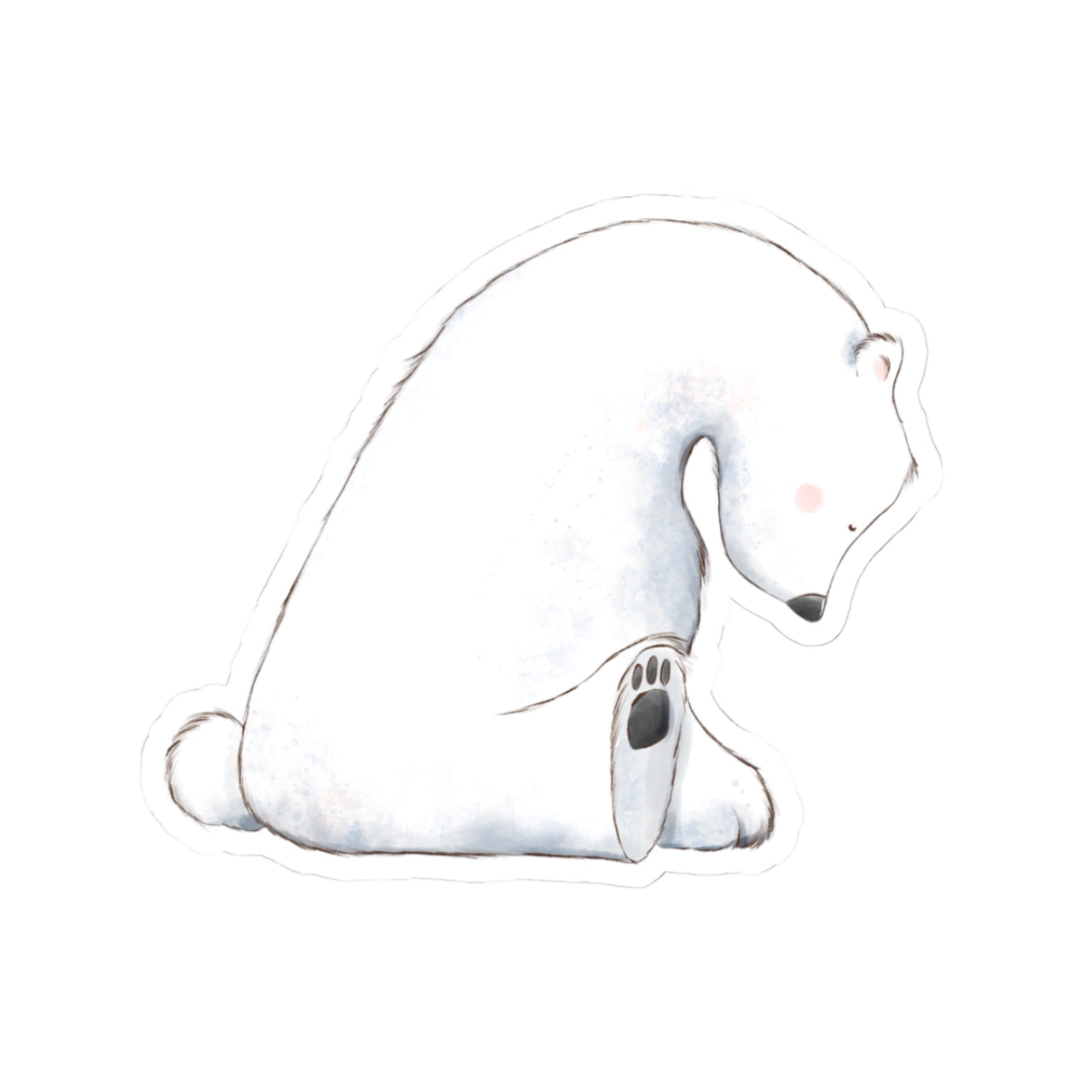 Polar Bear Sticker | Side View Sitting Looking Down | Cozy Winter Vinyl Decal | Festive Holiday Design