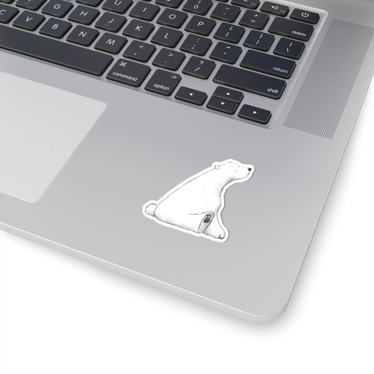 Polar Bear Sticker | Side View Sitting Looking Up | Cozy Winter Vinyl Decal | Festive Holiday Design