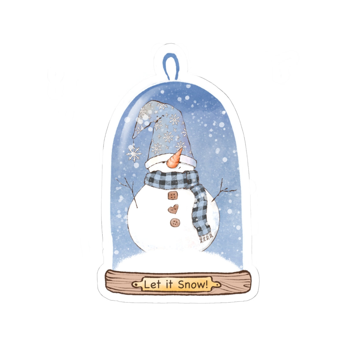 Snowman Snow Globe Sticker | ‘Let It Snow!’ Cozy Christmas Vinyl Decal | Festive Holiday Design