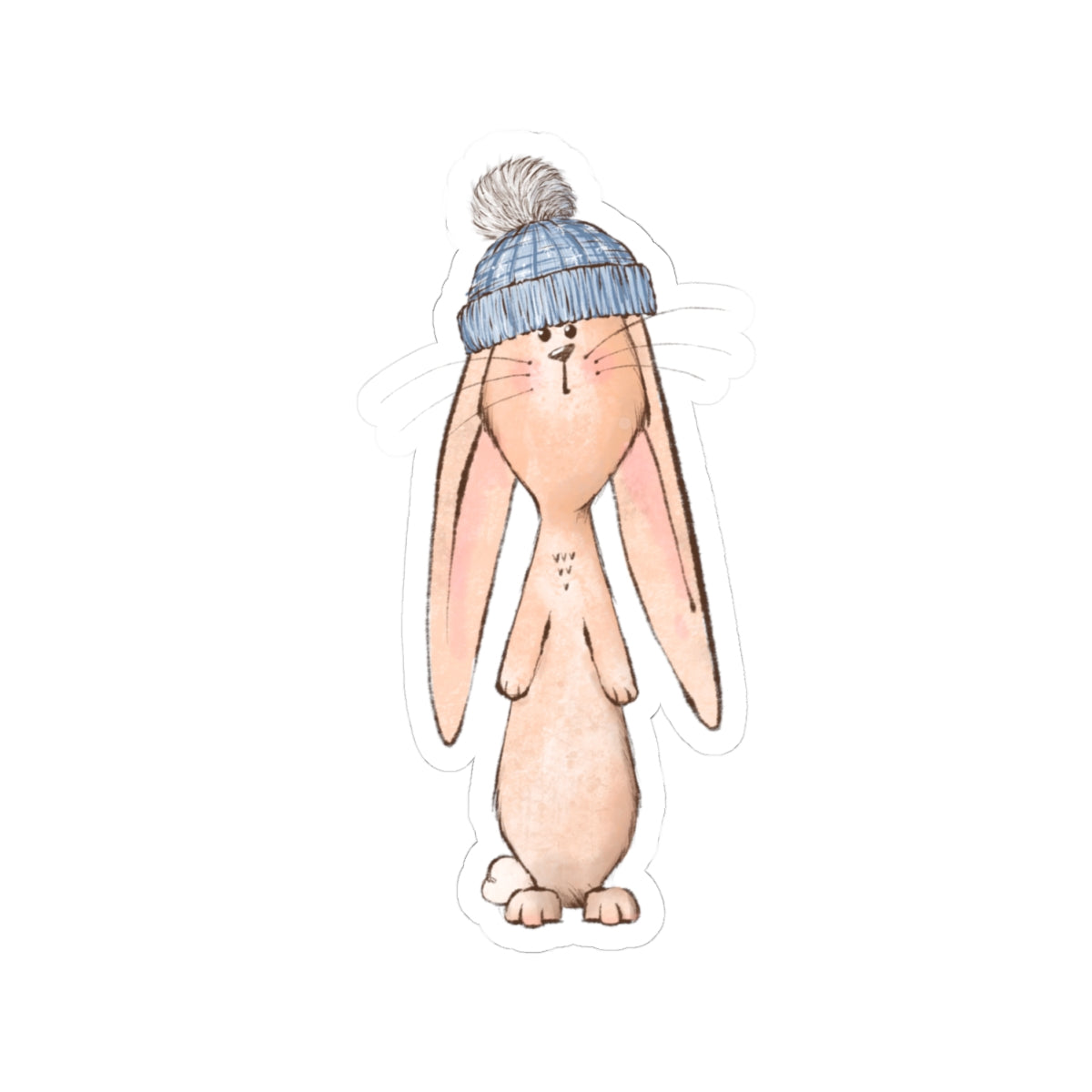 Bunny Sticker | Blue Stocking Cap | Cozy Christmas Vinyl Decal | Festive Holiday Bunny Design