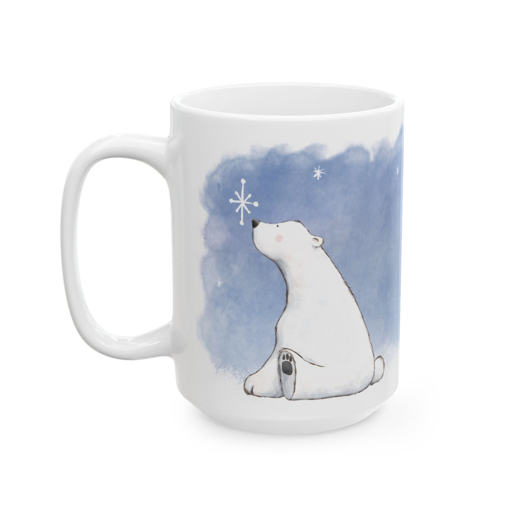 Polar Bear Snowy Night Mug | ‘Peace on Earth’ Winter Coffee Cup | Cozy Holiday Ceramic Mug